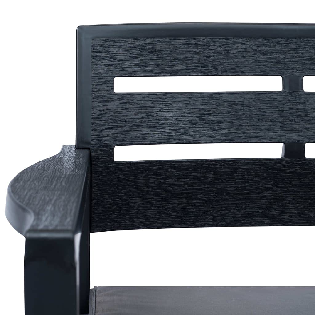 3-Piece Outdoor Patio Furniture Set - Modern Garden Lounge Chairs in Anthracite Plastic for Backyard, Deck, or Poolside Relaxation | Durable & Weather-Resistant Conversation Set for Indoor & Outdoor Use