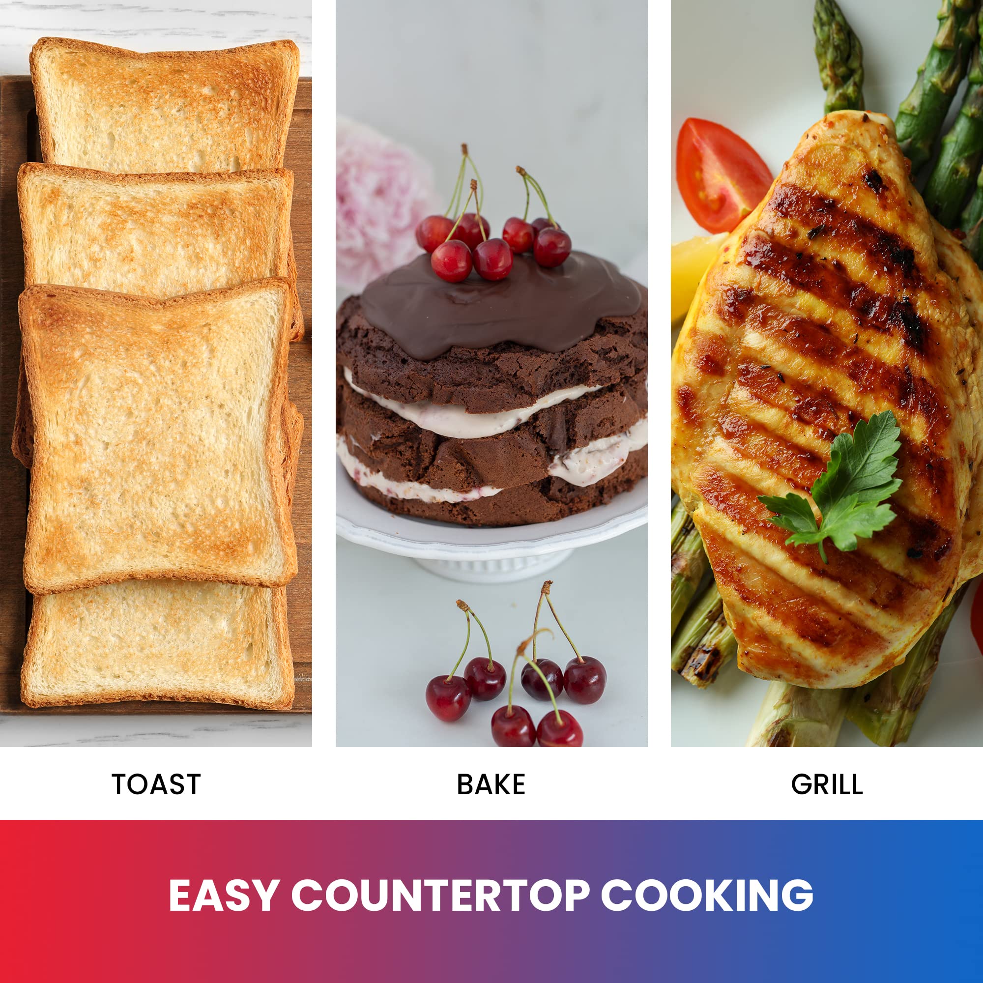 Total Chef 4-Slice Toaster Oven - Compact Countertop Convection Oven for Baking, Broiling & Toasting | Auto Shutoff Timer, Crumb Tray | Perfect for Small Kitchens, Dorms, RVs & Apartments (Black Stainless Steel)