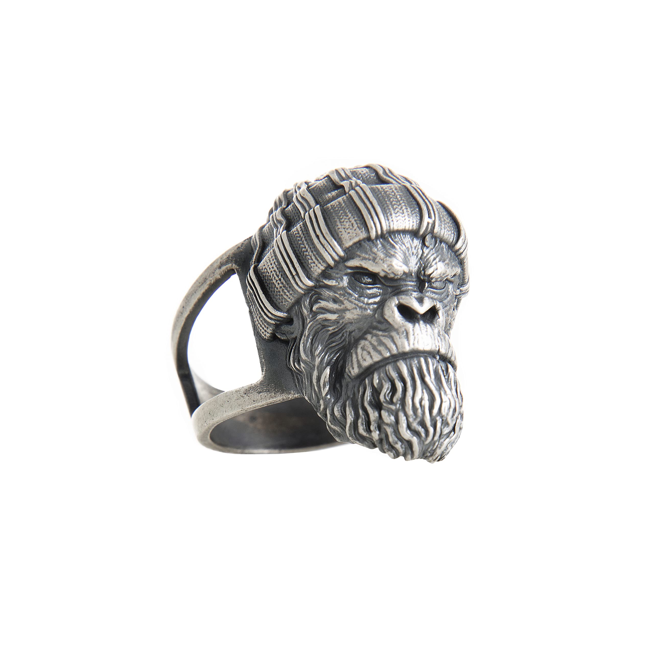 925 Sterling Silver Monkey Ring for Men - Animal Jewelry, Gorilla & King Kong Ape Ring - Black Rhodium Plated Halloween Gift for Him (Size 10.5) - Perfect for Birthday, Anniversary & Cosplay Costume Accessories