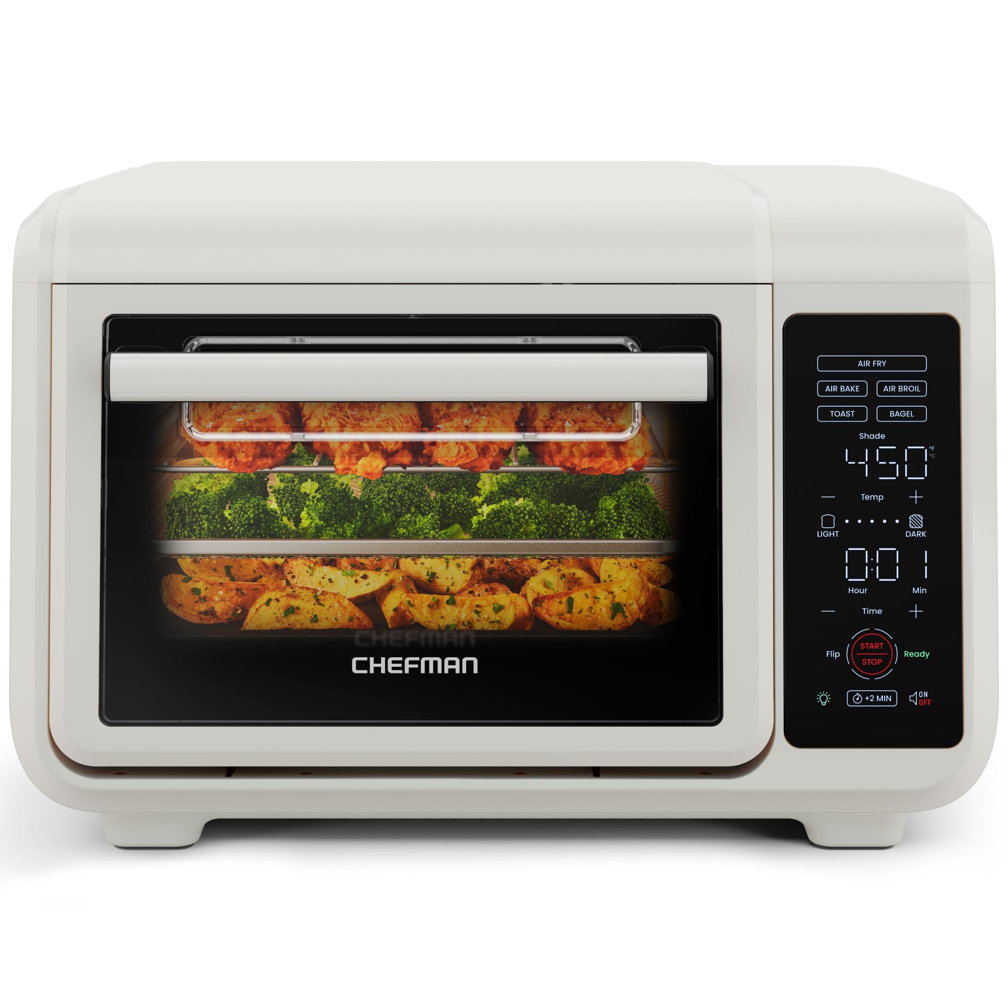 Chefman EasyAir 15 Qt. Air Fryer & Countertop Oven - Multi-Function Appliance for Baking, Broiling, Air Frying, Toasting & Bagels | 450°F Max Temp | 4-Slice Capacity | Healthy Cooking & Quick Meals | Perfect for Small Kitchens, Dorms & RV Living - White