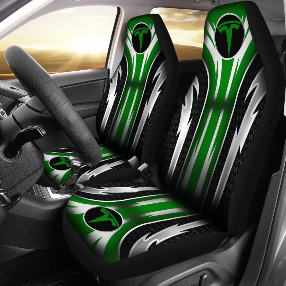 Premium 2-Piece Front Tesla Seat Covers - Eco-Friendly Green (Model 144627) | Waterproof & Anti-Slip Protection for Model 3/Y/S/X | Perfect for Road Trips, Daily Commute & Pet Owners