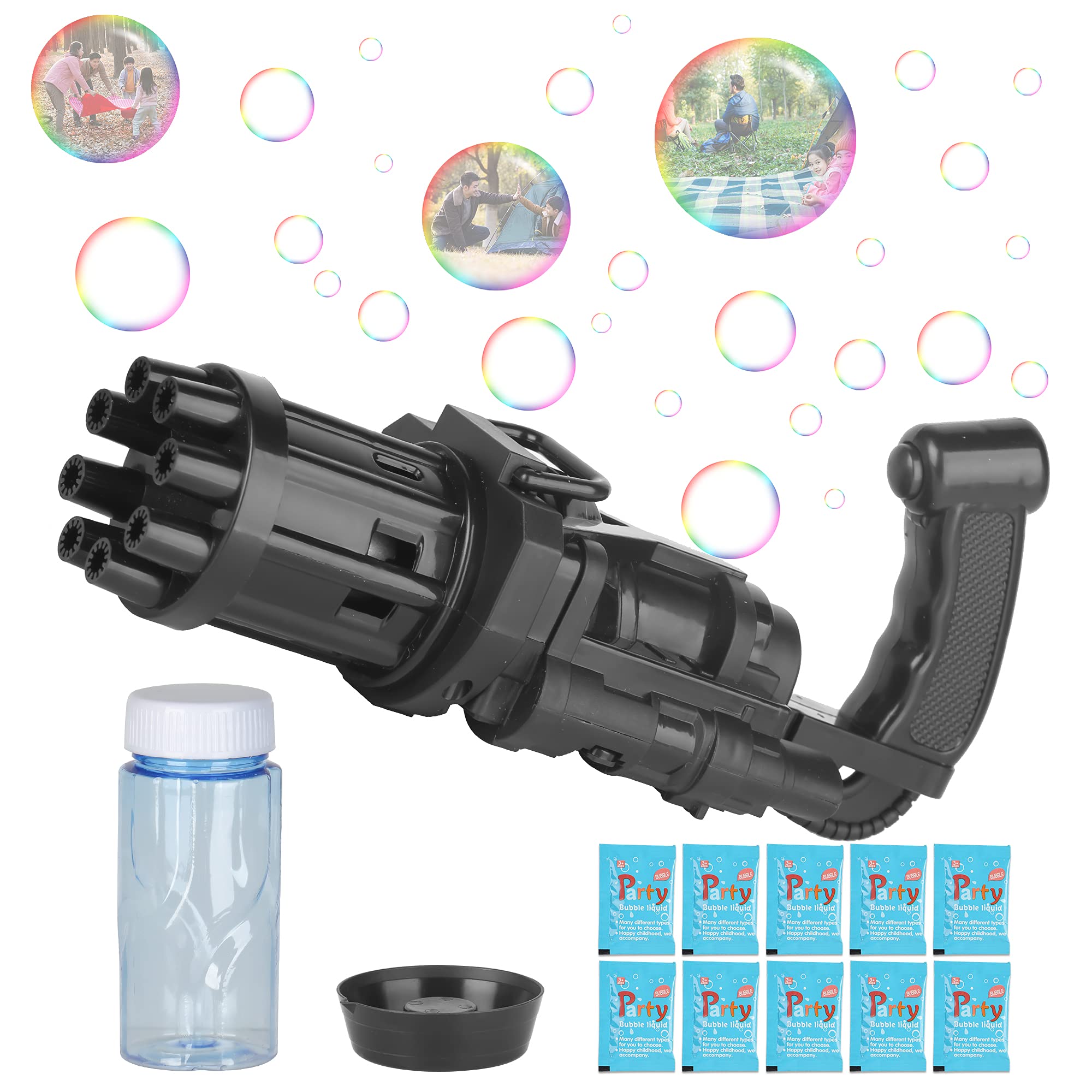 2024 Automatic Bubble Machine for Toddlers & Kids - Cool Outdoor Bubble Maker Toy with 500+ Bubbles per Minute - Perfect for Birthday Parties, Backyard Play & Summer Fun (Black)