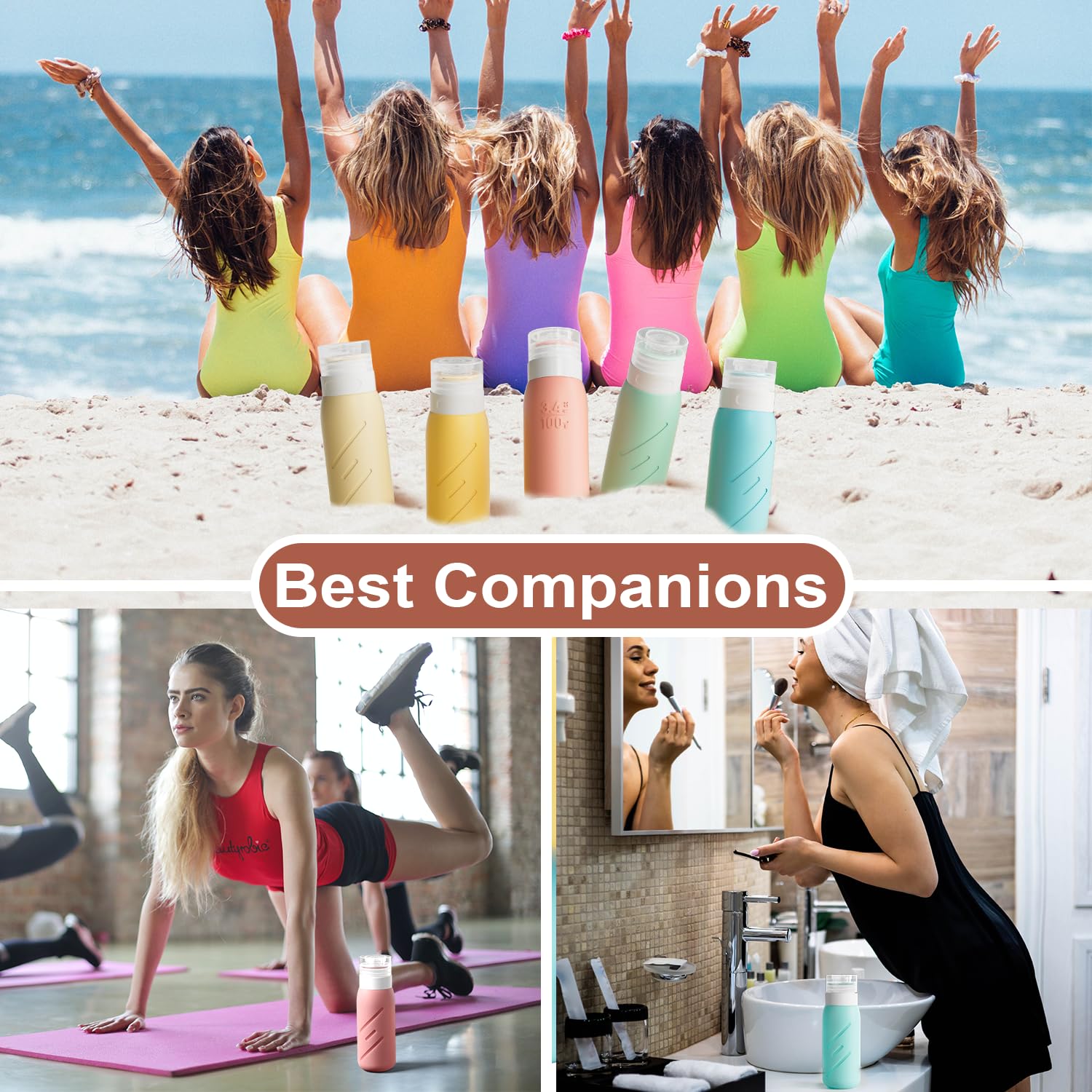 5-Pack TSA Approved 3.4 oz Travel Size Bottles for Toiletries - Leakproof Squeezable Travel Containers for Shampoo, Conditioner & Lotion - Perfect for Airplane Carry-On, Gym & Vacation Essentials