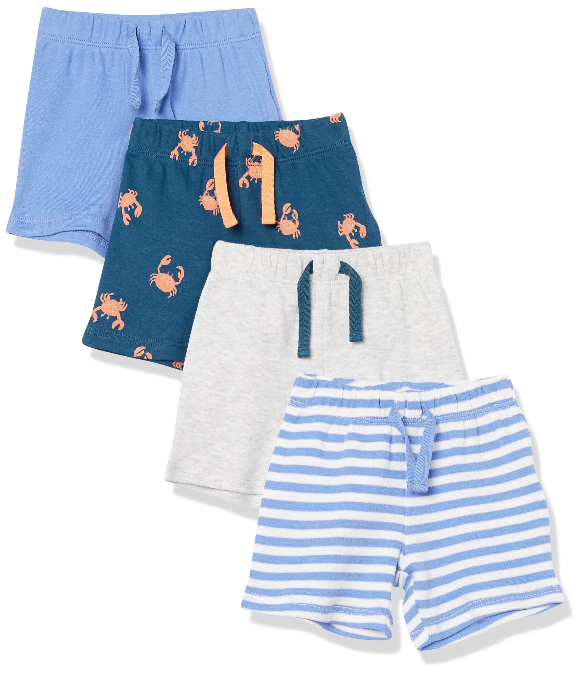 Amazon Essentials Unisex Baby Cotton Pull-On Shorts Multipack - Soft & Comfortable for Playtime, Daycare & Summer Outfits