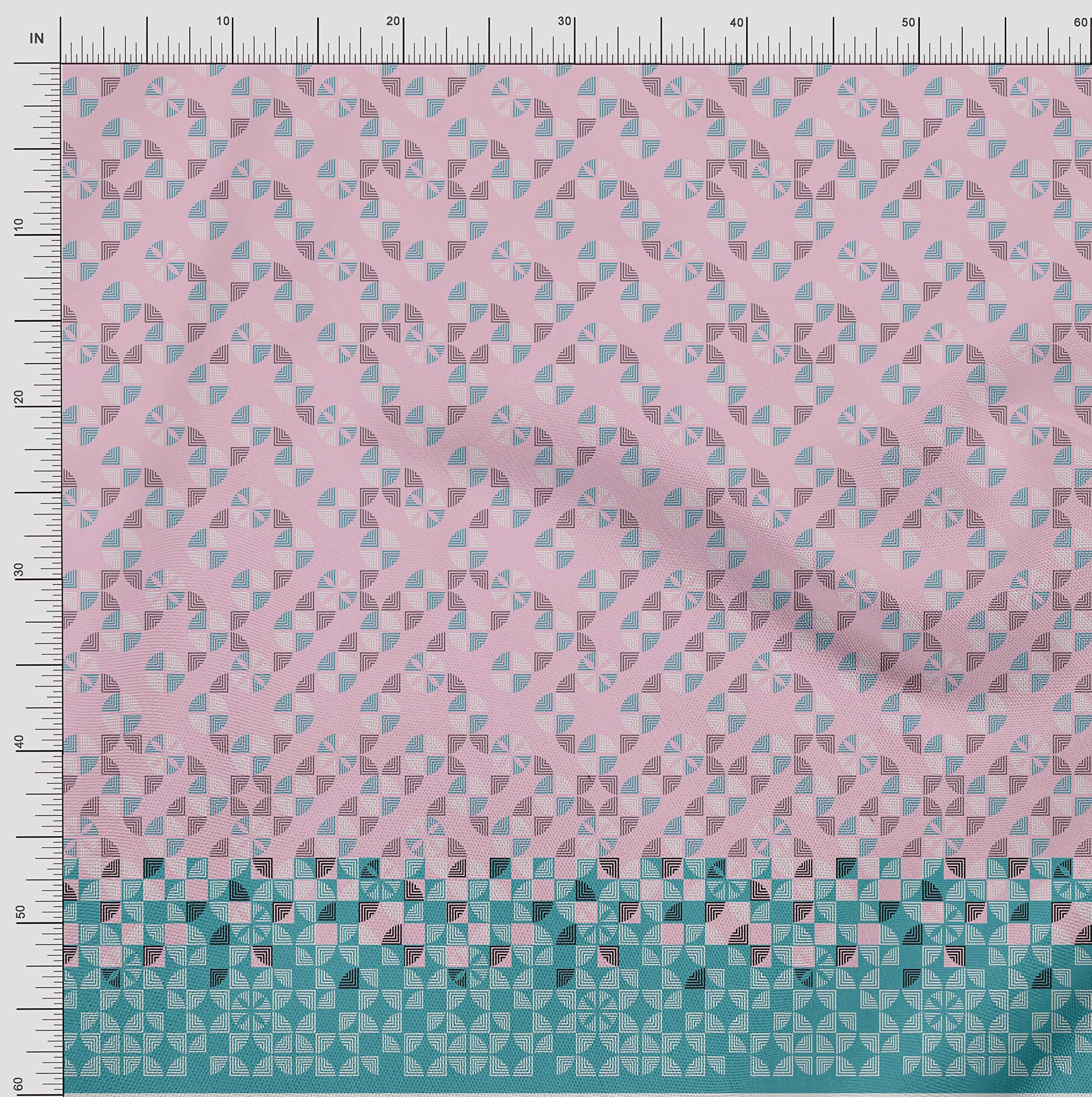 oneOone Silk Tabby Blush Pink Geometric Panel Dress Fabric by The Yard - 42 Inch Wide Premium Material for Dresses, Blouses & DIY Fashion Projects