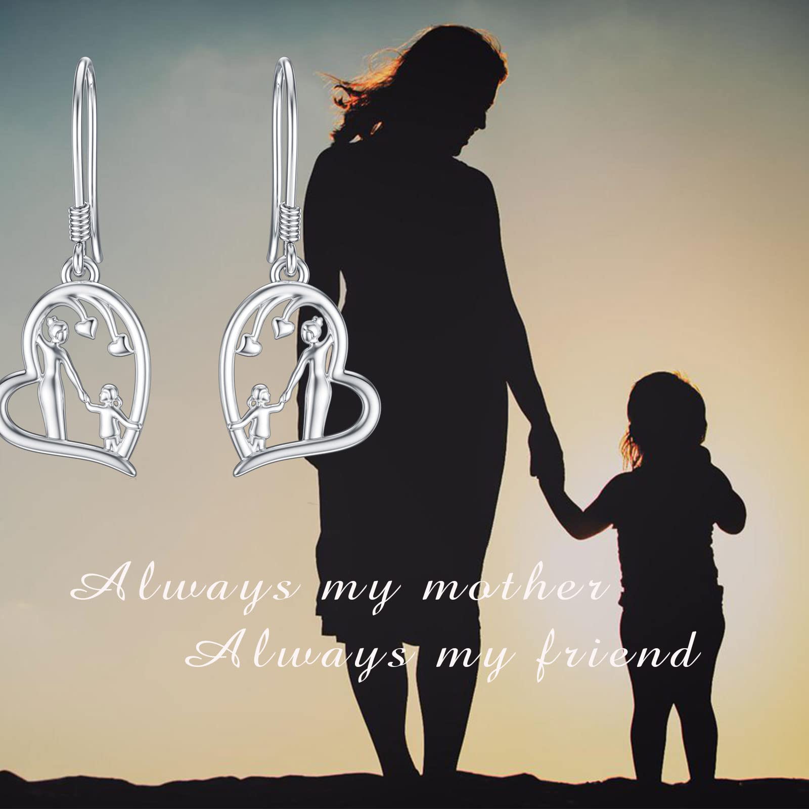 925 Sterling Silver Heart Dangle Earrings - Elegant Mother Daughter Jewelry Set, Perfect Birthday Gift for Women | Valentine's Day, Anniversary & Special Occasion Present