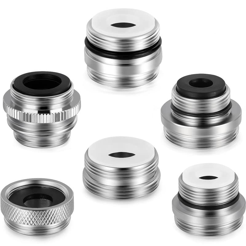 6-Piece Brass Faucet Adapter Kit - Male/Female Garden Hose Connector for Kitchen Sink, Bathroom & Bathtub - Standard Aerator Replacement with Diverter - Perfect for Outdoor Watering, RV Use & Filter Systems