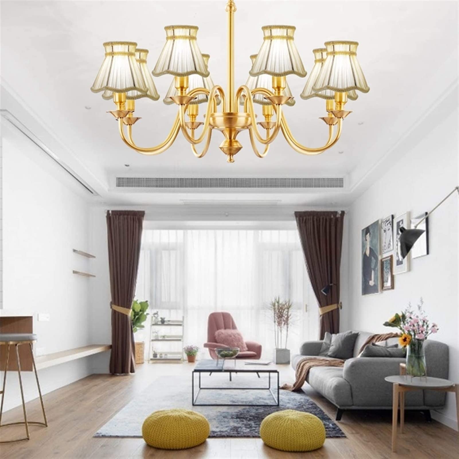 Set of 2 Clip-On Fabric Candle Chandelier Lampshades - Decorative Drop Light & Wall Lamp Shades for Dining Room, Bedroom, and Living Room Lighting