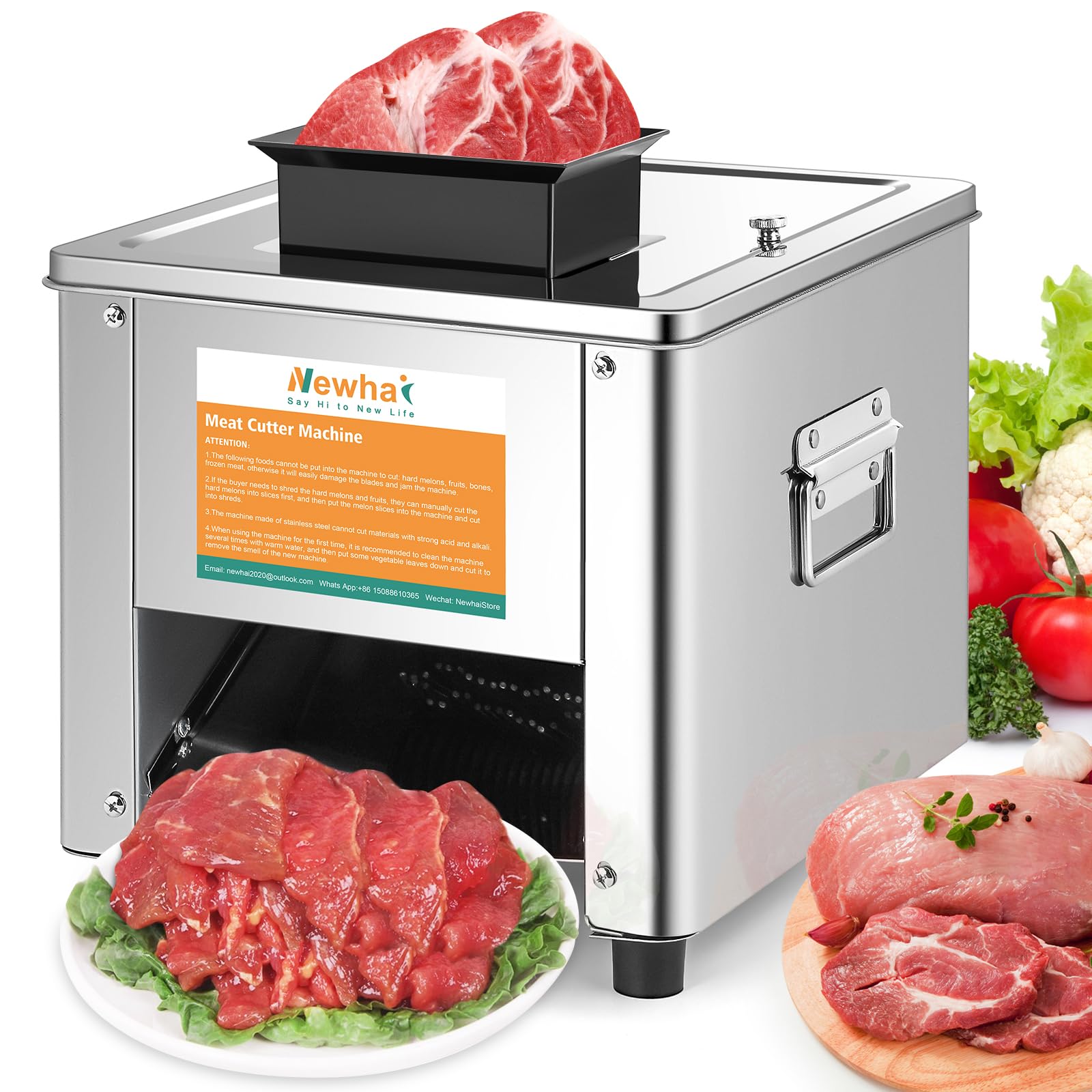 850W Electric Meat Slicer Machine - 5mm Stainless Steel Commercial Meat Grinder for Pork, Chicken & Fish - 330lb/h High Capacity for Home & Restaurant Use - Perfect for Deli, Butcher Shop & Food Prep