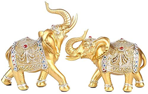 2PCS Resin Elephant Figurines - Handcrafted Abstract Couple Sculptures for Home Decor, Desktop, Garden, TV Cabinet & Porch | Unique Gift Idea for Housewarming, Wedding & Anniversary