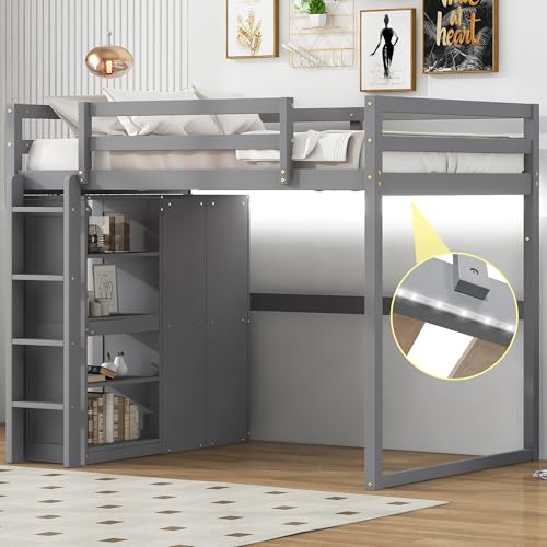 Grey With Wardrobe and Shelves