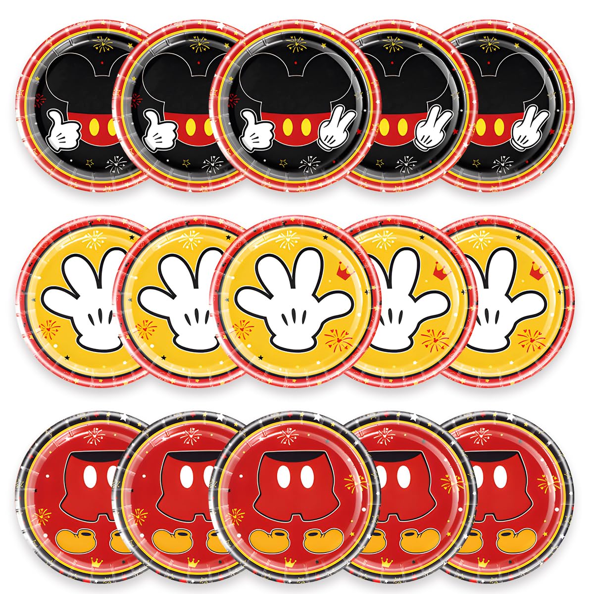 30-Piece Mickey Mouse Party Plates Set - Red Disney Birthday Party Supplies for Kids, Adults, Mickey Themed Decorations - Perfect for Birthday Parties, Baby Showers & Disney Themed Events