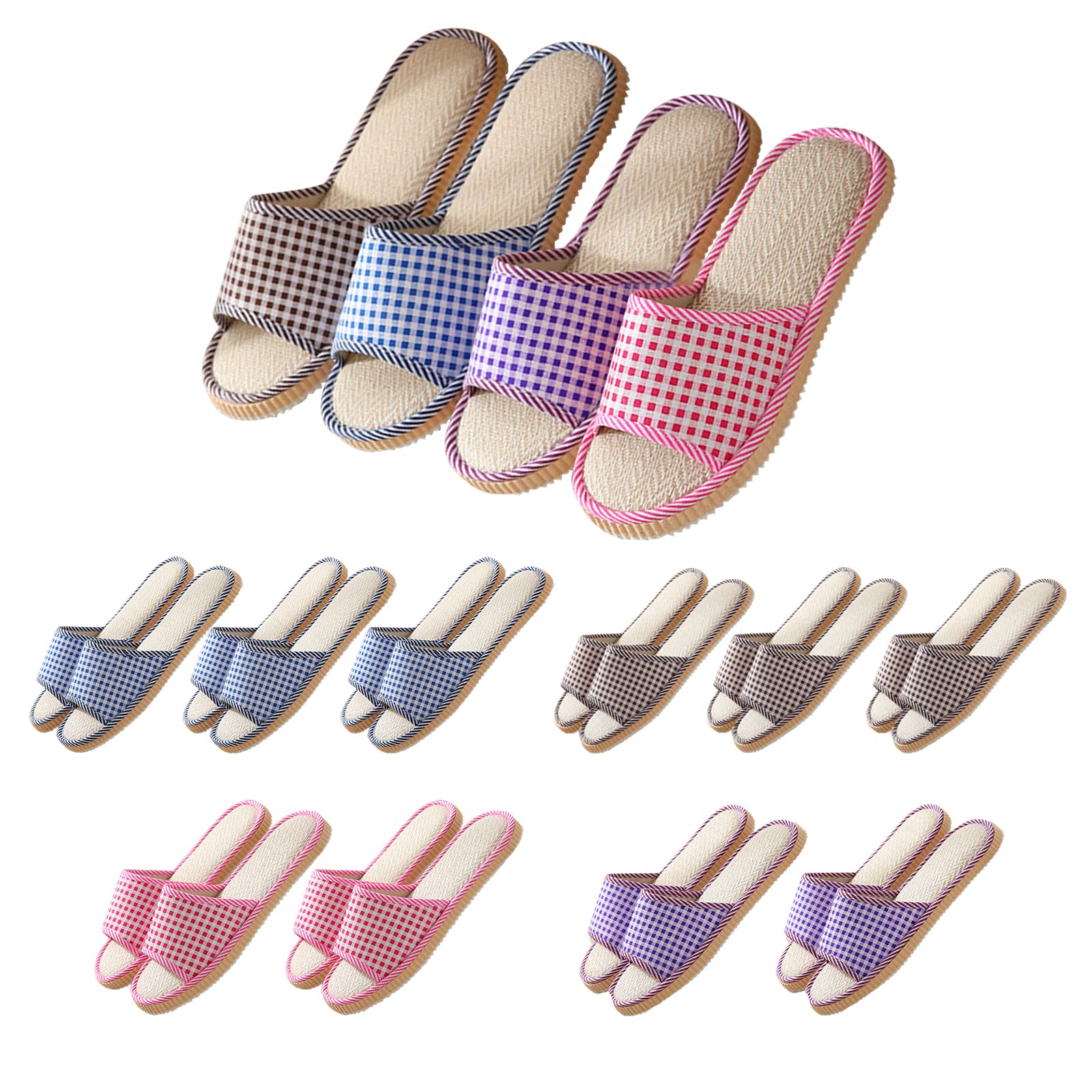 10 Pairs Washable & Breathable Open Toe House Slippers for Guests - Disposable Indoor Spa Slippers for Home, Bedroom, Hotel & Travel - Unisex Universal Size (6 Large + 4 Medium) - Perfect for Parties, Hospitality Services & Relaxation