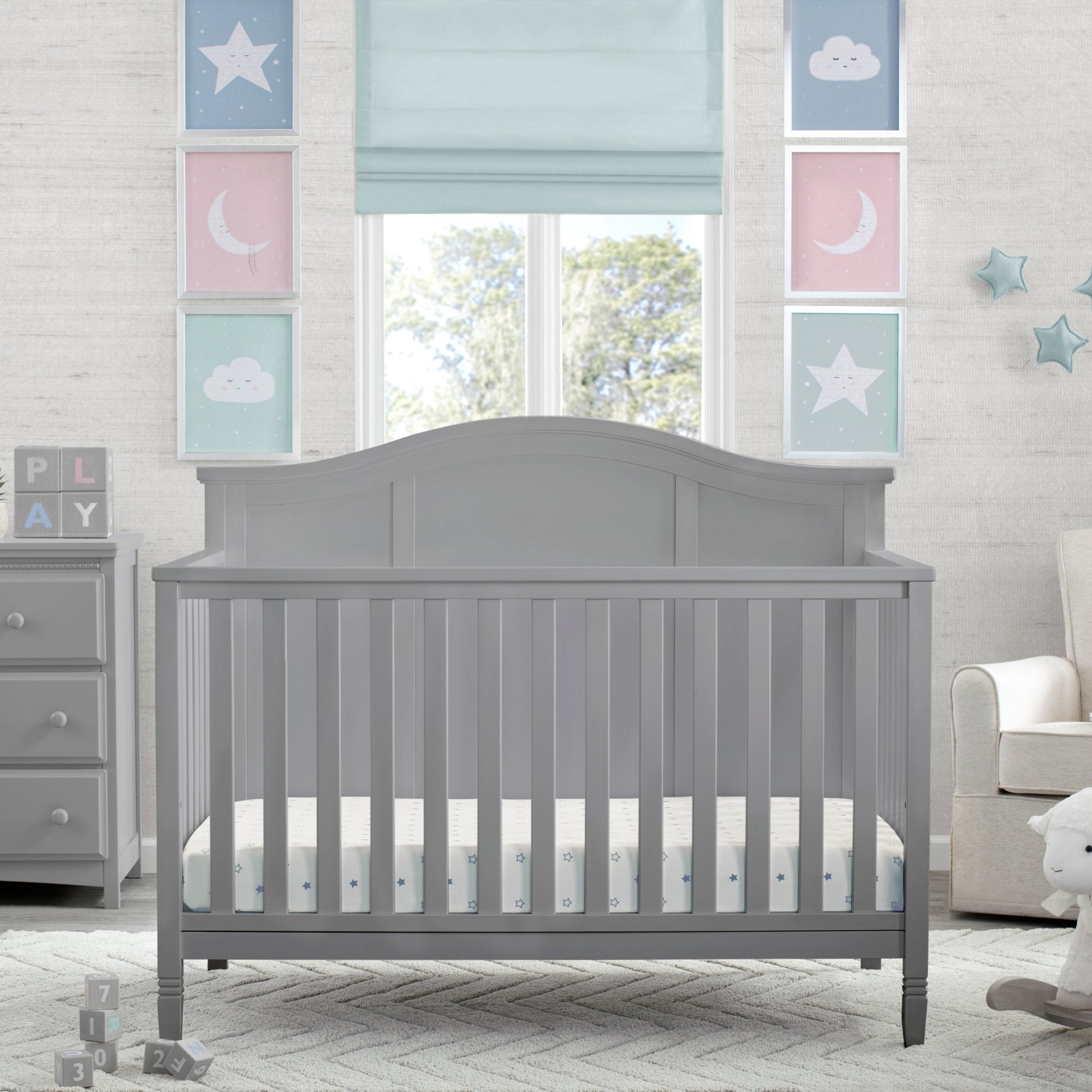 Madrid 5-in-1 Convertible Baby Crib - Toddler Bed, Daybed & Full-Size Bed - Safe & Durable Nursery Furniture for Newborns to Teens - Perfect for Bedrooms, Daycare & Guest Rooms