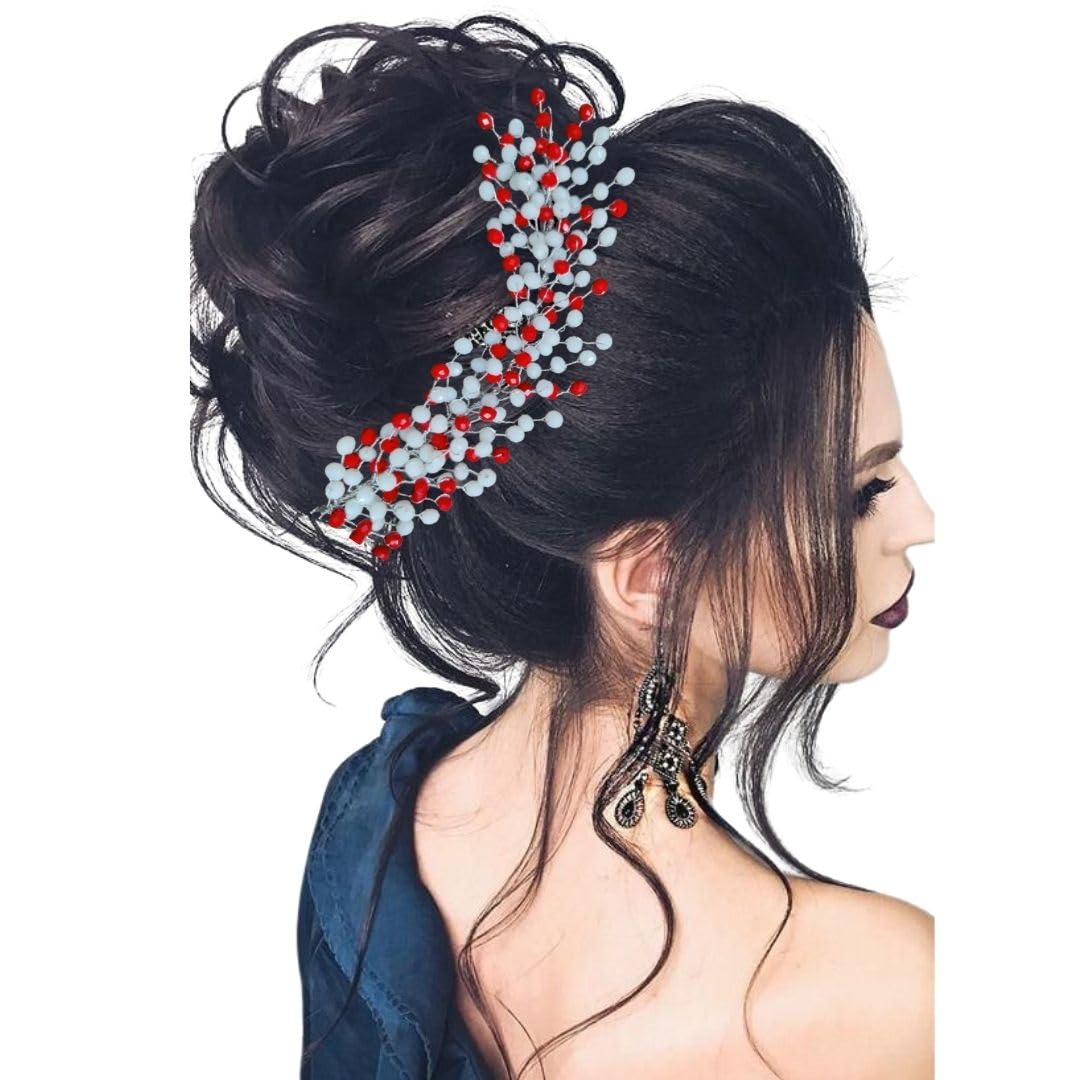 Premium Beads & Crystal Hair Accessories for Girls & Women - Elegant Juda Bun, Updo Hairstyle Headpieces for Wedding, Party & Special Occasions | Perfect for Bridal, Prom, Formal Events & Everyday Glam