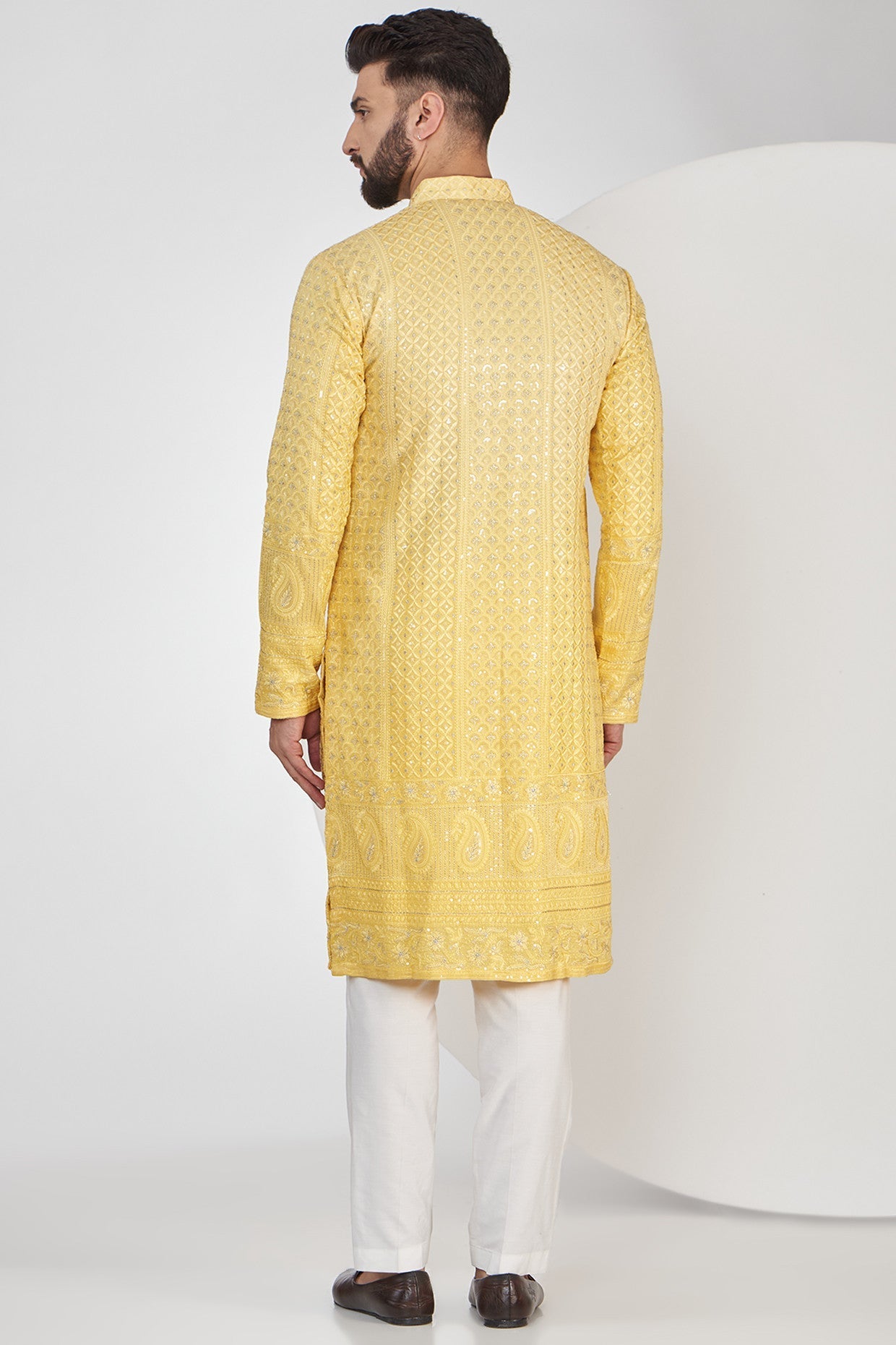 Light Yellow Ombre Shaded Chikankari Kurta for Women - Traditional Indian Embroidered Tunic Top - Perfect for Festivals, Weddings & Casual Wear