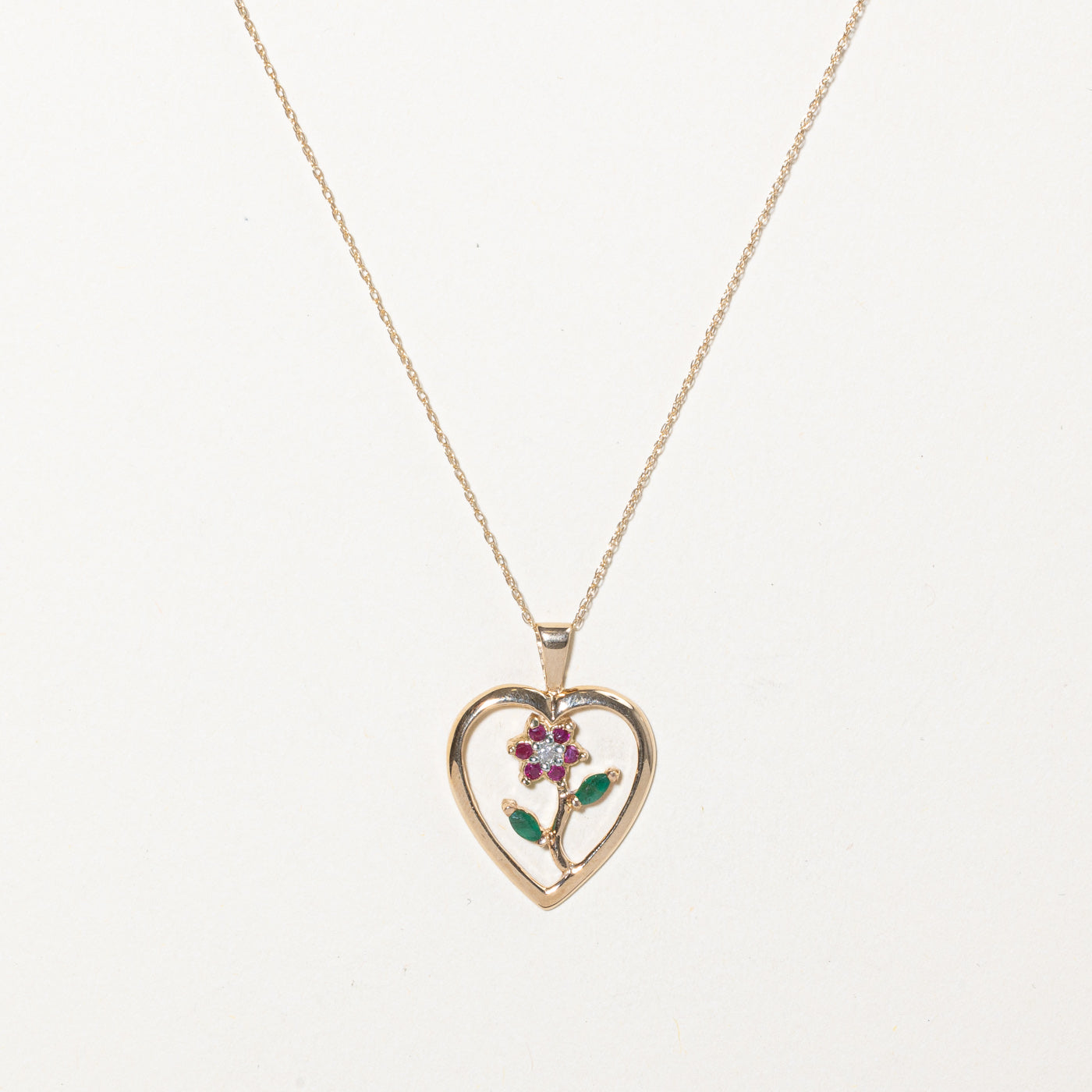 Multi Gemstone Flower & Heart Pendant Necklace | 0.26ctw | 18K Gold Plated | Elegant Jewelry Gift for Women | Perfect for Valentine's Day, Anniversary & Special Occasions