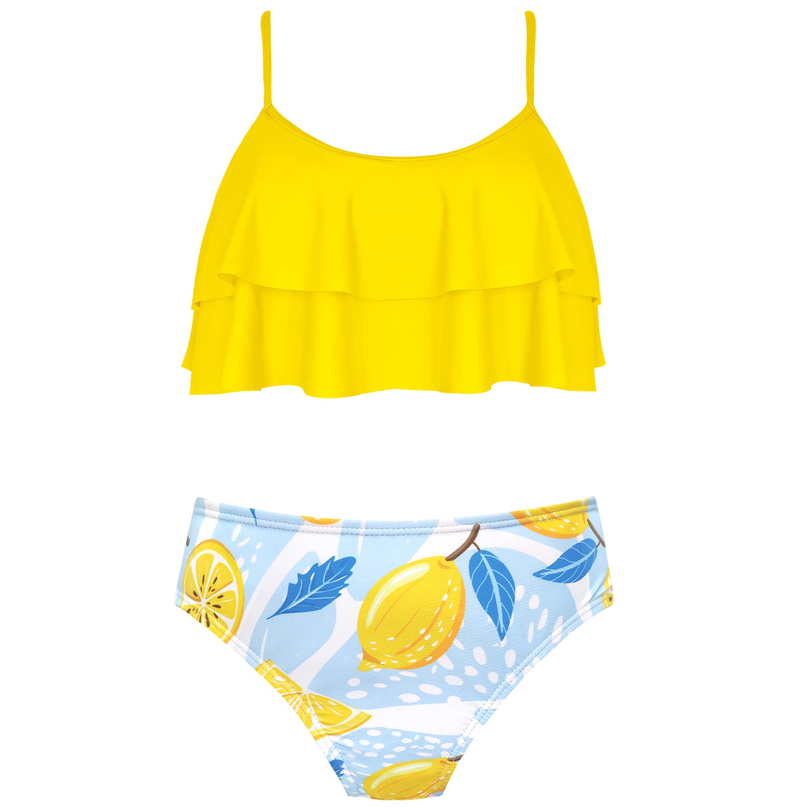 SHEKINI Girls Floral Print Ruffle Two Piece Swimsuit - Cute Bikini Set for Beach, Pool & Summer Vacation
