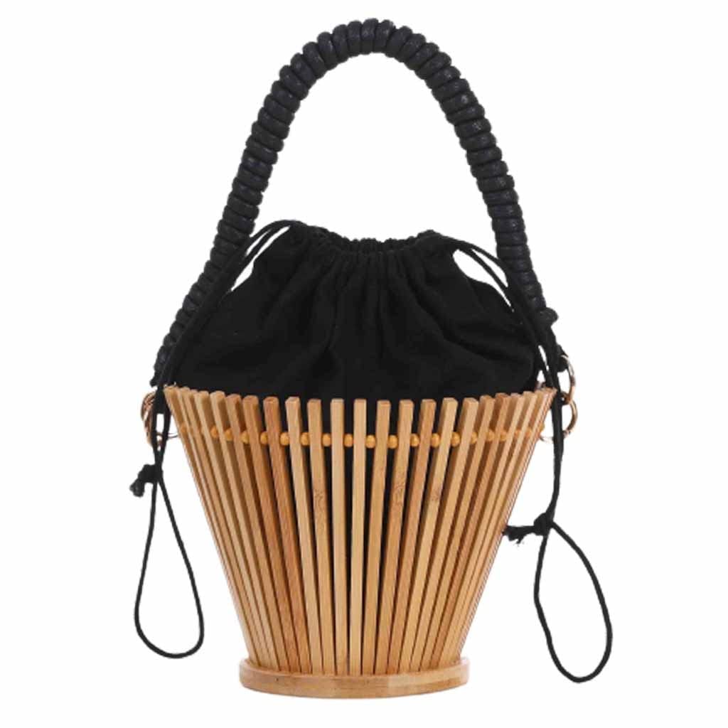 Women's Handwoven Bamboo Beach Bag - Large Capacity Rattan Straw Tote for Outdoor, Travel & Shopping - Perfect for Summer, Vacation & Casual Use (Color: 01)