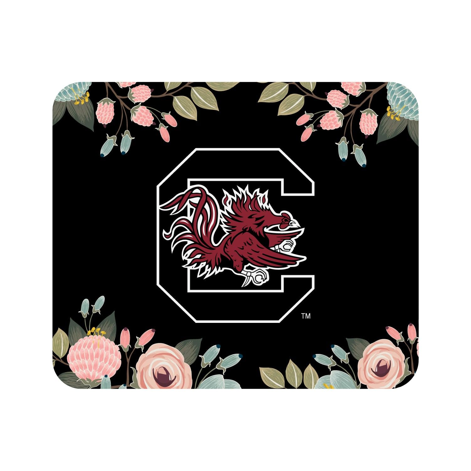 Premium Fabric Mouse Pad - University of South Carolina Gamecocks Logo & Floral Pink Design - Non-Slip Base for Office, Gaming & College Dorm Setup