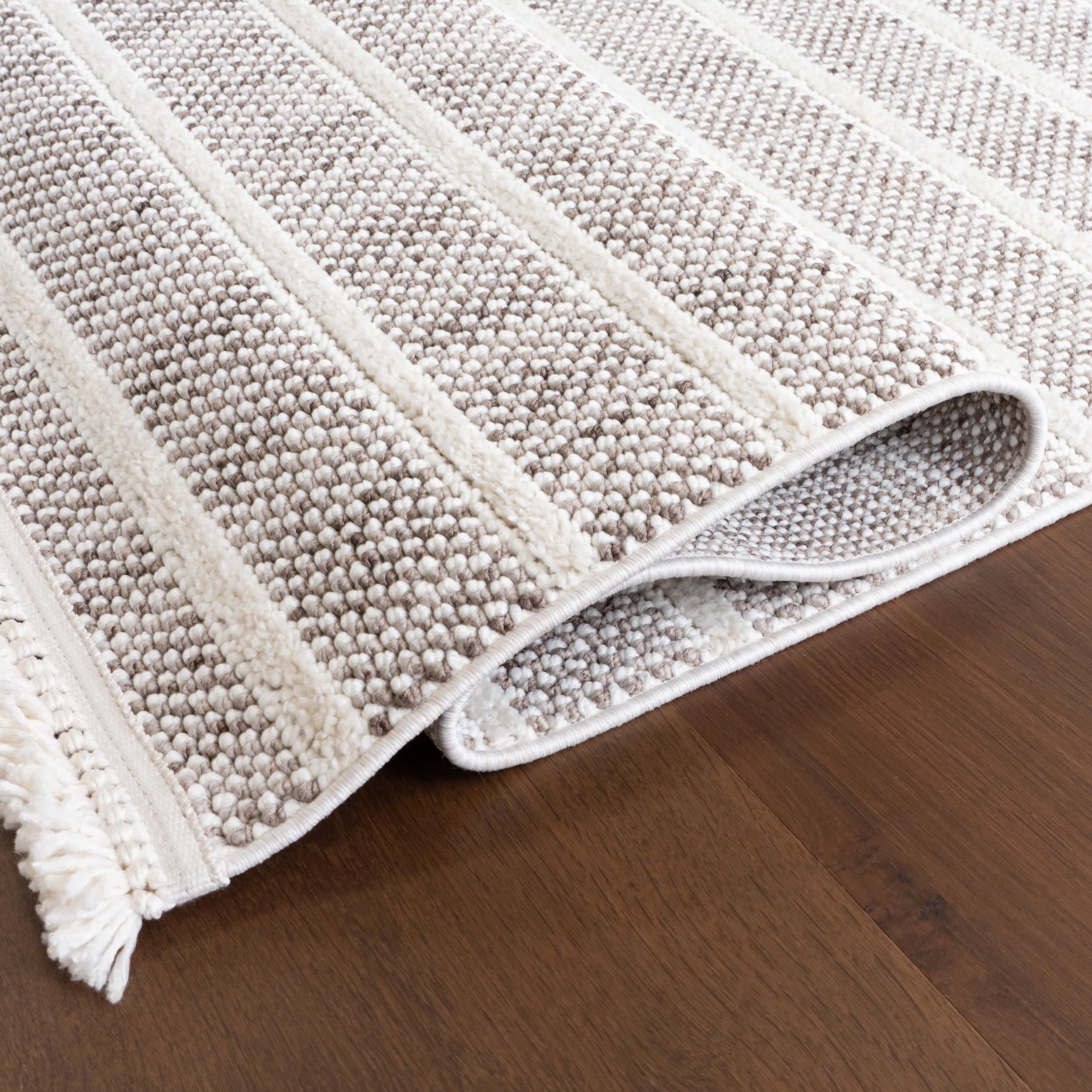 Alison Striped Area Rug | Ivory & White Striped Design | Perfect for Living Room, Bedroom, or Nursery Decor