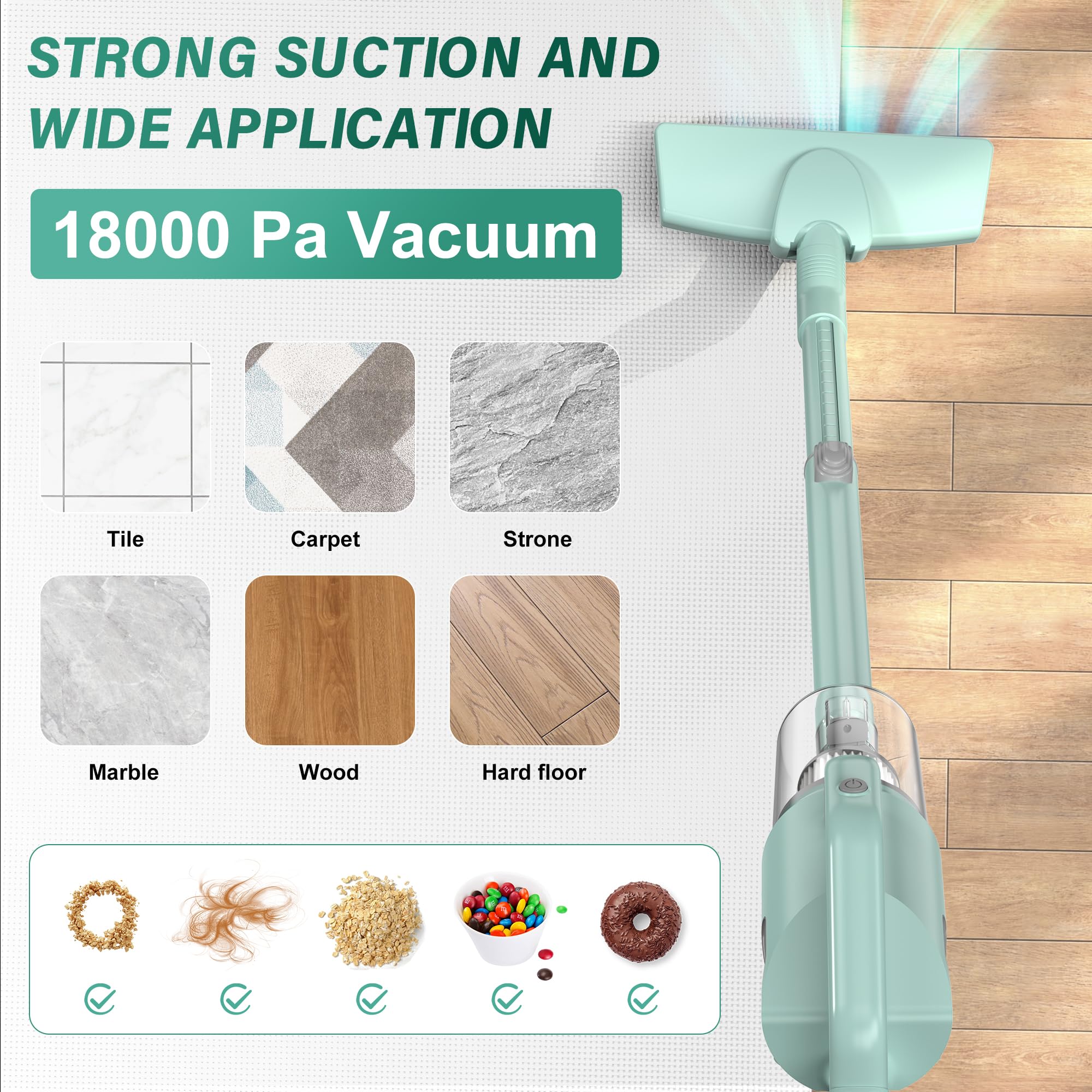 18KPa Corded Vacuum Cleaner - Lightweight Stick for Home, Carpet & Pet Hair