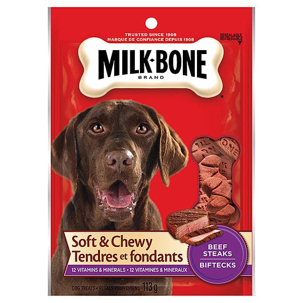 Milk Bone Beef Steak Flavor Soft & Chewy Dog Treats - High Protein Training Rewards & Dental Care Snacks for Small Medium Large Dogs - Perfect for Obedience Training, Travel & Daily Treats