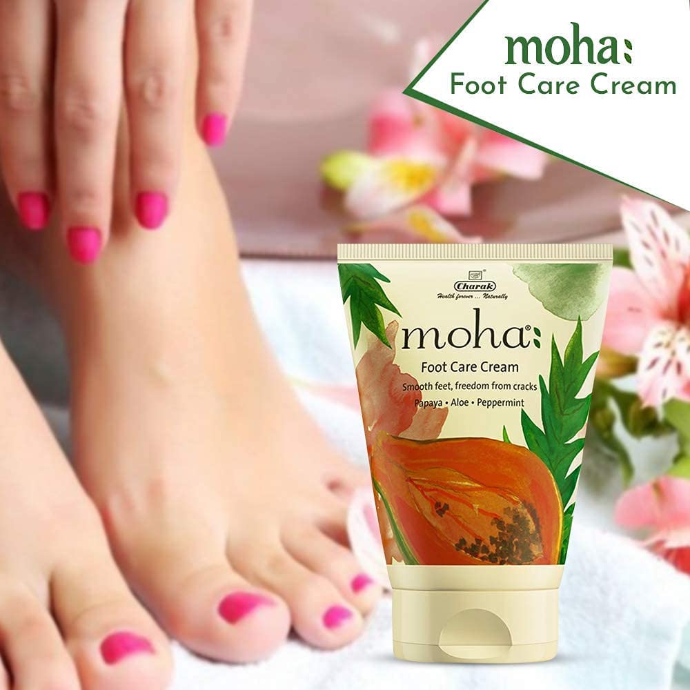AOZA moha: Intensive Foot Cream for Dry, Cracked Heels – Moisturizing & Repairing with Aloe Vera, Papaya & Peppermint (50g x 2 = 100g) – Perfect for Cracked Heel Treatment & Daily Foot Care