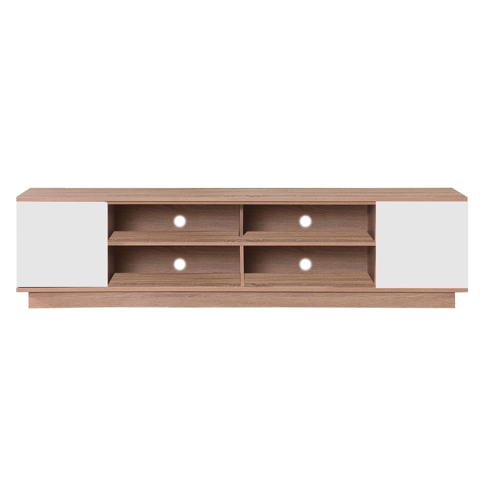 DELUX 200cm Oak & White TV Stand Entertainment Unit with Storage - Modern Media Console for Living Room, Home Theater & Gaming Setup