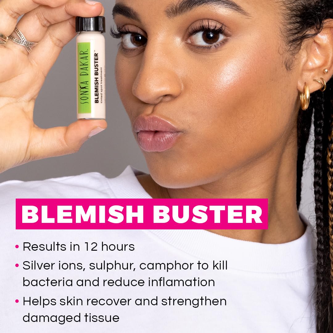 SONYA DAKAR Blemish Buster - Acne Spot Treatment with Salicylic Acid & Sulfur for Clear Skin | Camphor & Probiotics (Lactobacillus/Bifidobacterium) | Tinted Clean Beauty Formula .25 oz - Perfect for Daytime Use & On-the-Go Skincare