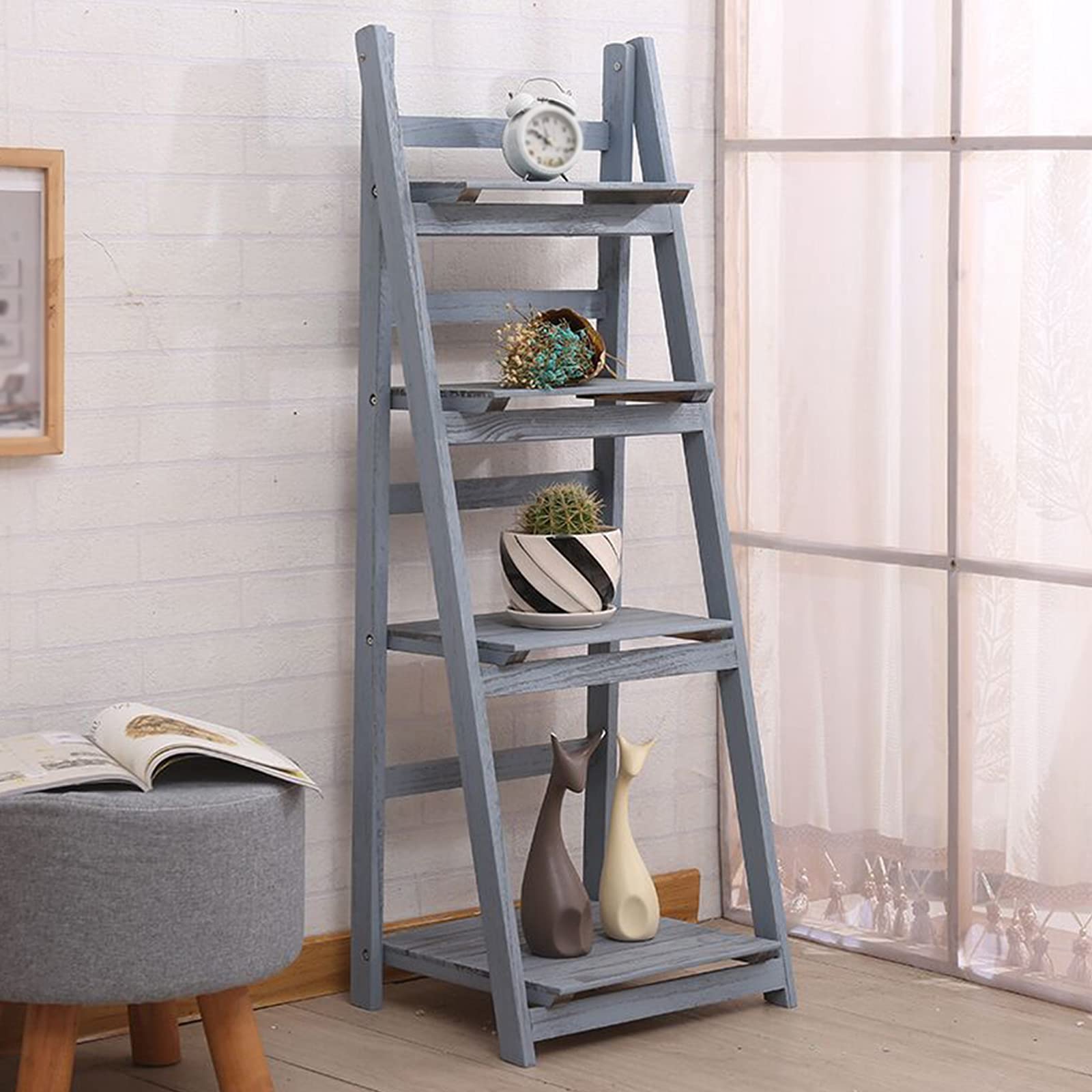Modern Bamboo Plant Stand - Foldable Flower Pot Display Shelf for Indoor & Outdoor Use | Balcony, Patio, Garden Decor | CIKO Plant Organizer Rack for Home & Lawn Decorations