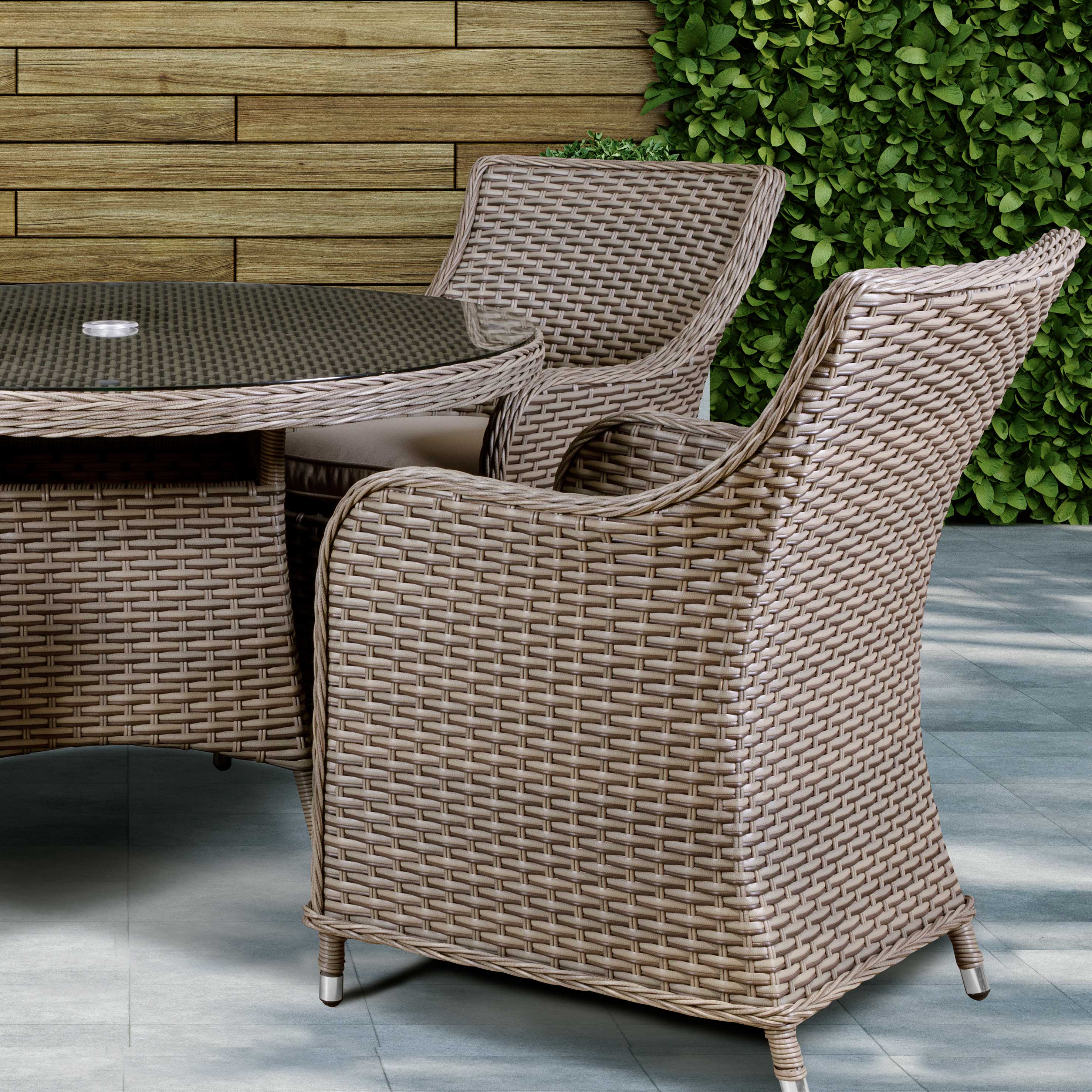 5-Piece Brown Rattan Wicker Outdoor Dining Set with Tempered Glass Table Top - Perfect for Patio, Garden, and Backyard Entertaining - Chester DG84