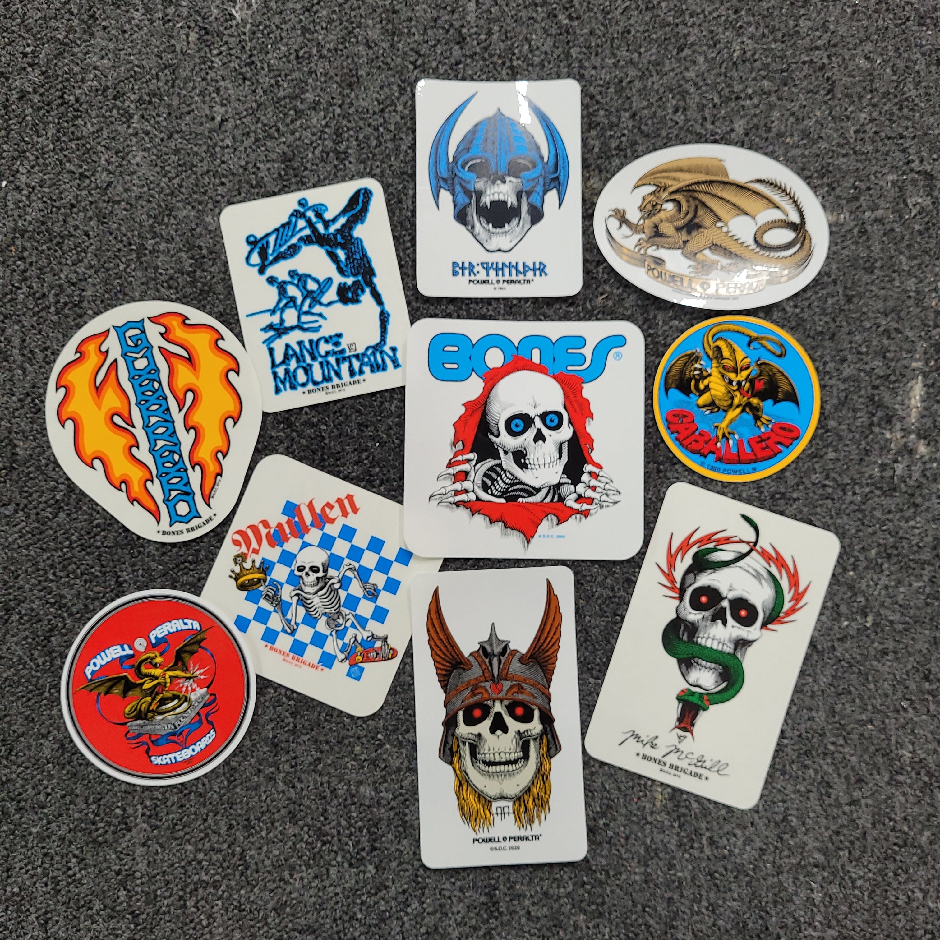 Powell Peralta Assorted Skateboard Stickers (10 Pack) - Decorate Your Skateboard, Laptop, Helmet & More