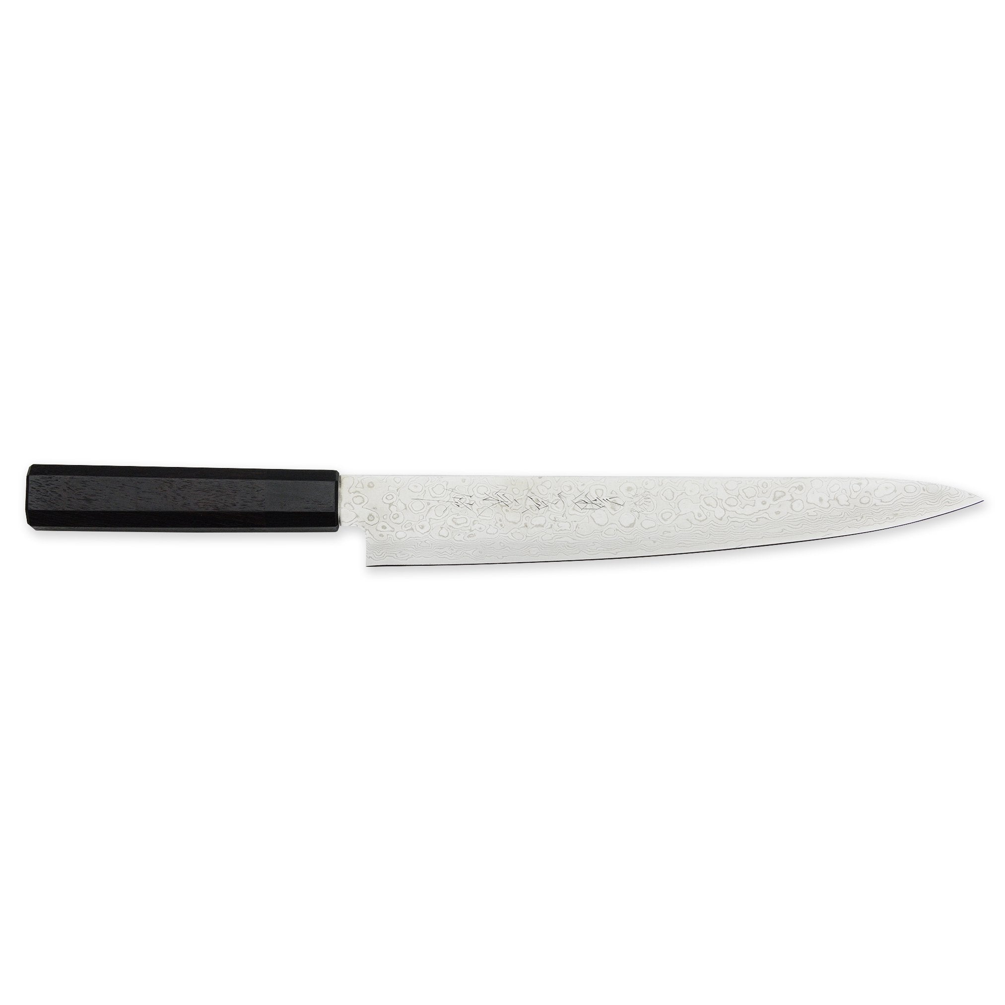 Premium Kikuichi NWD Nickel Warikomi Damascus 45-Layer Sujihiki Knife 245mm with Rosewood Handle - Perfect for Sushi, Sashimi & Meat Slicing