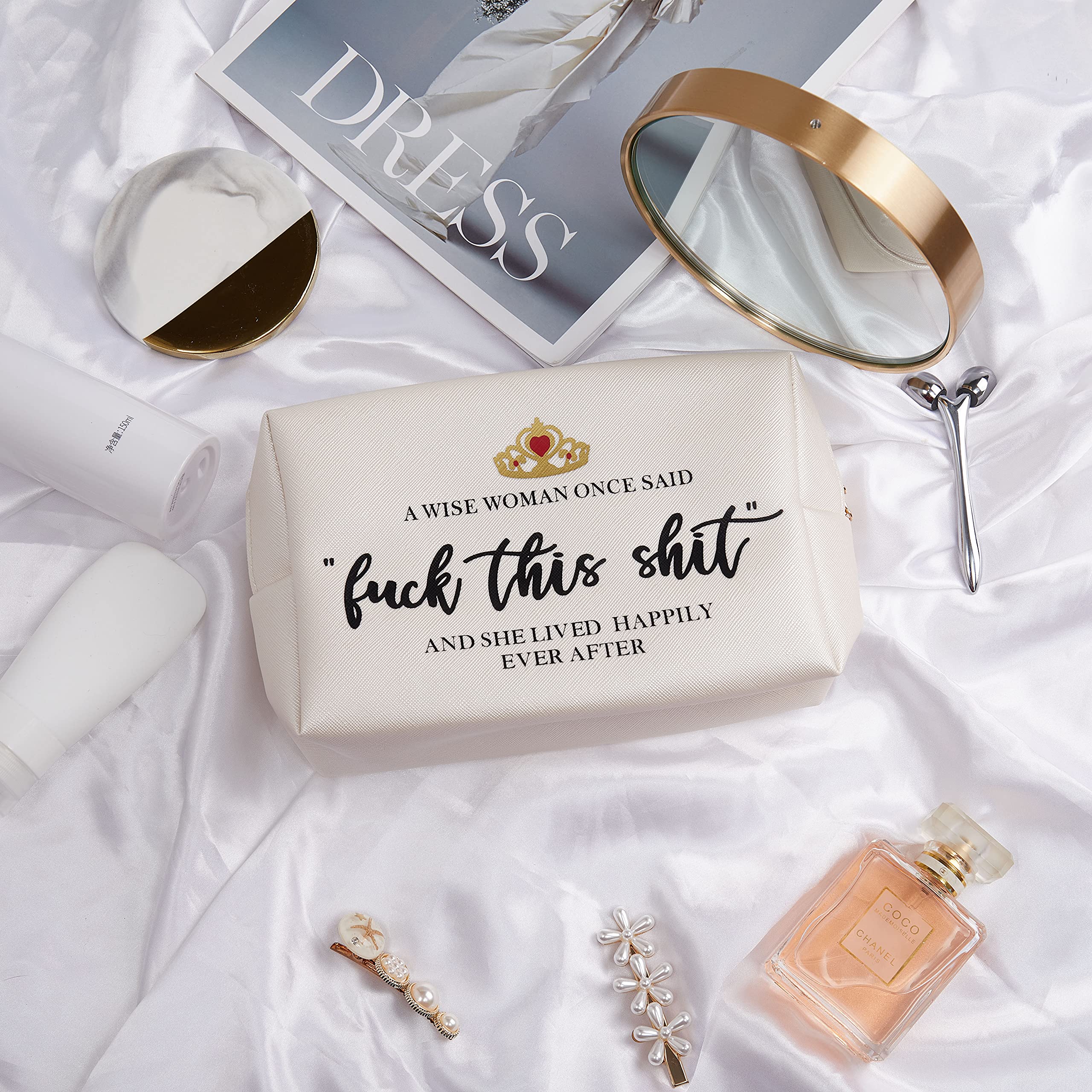 Elegant Leather Makeup Bag - Perfect Birthday, Mother's Day & Retirement Gift for Women, Mom, Wife, Sister, Nurse, Teacher & Best Friend | Funny & Unique Coworker Leaving Gift | Great for Travel, Daily Use & Special Occasions