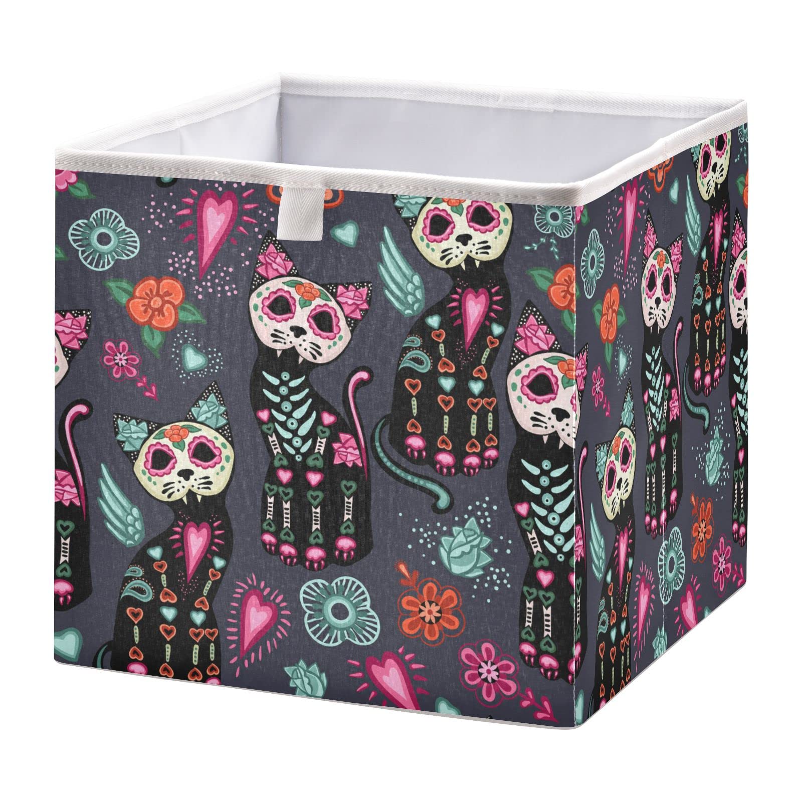 Foldable Collapsible Storage Bins with Fabric - 16 x 11 Inch Halloween Storage Baskets for Shelves, Pantry, Bathroom & Nursery Organization | Perfect for Toys, Baby Clothes & Home Decor