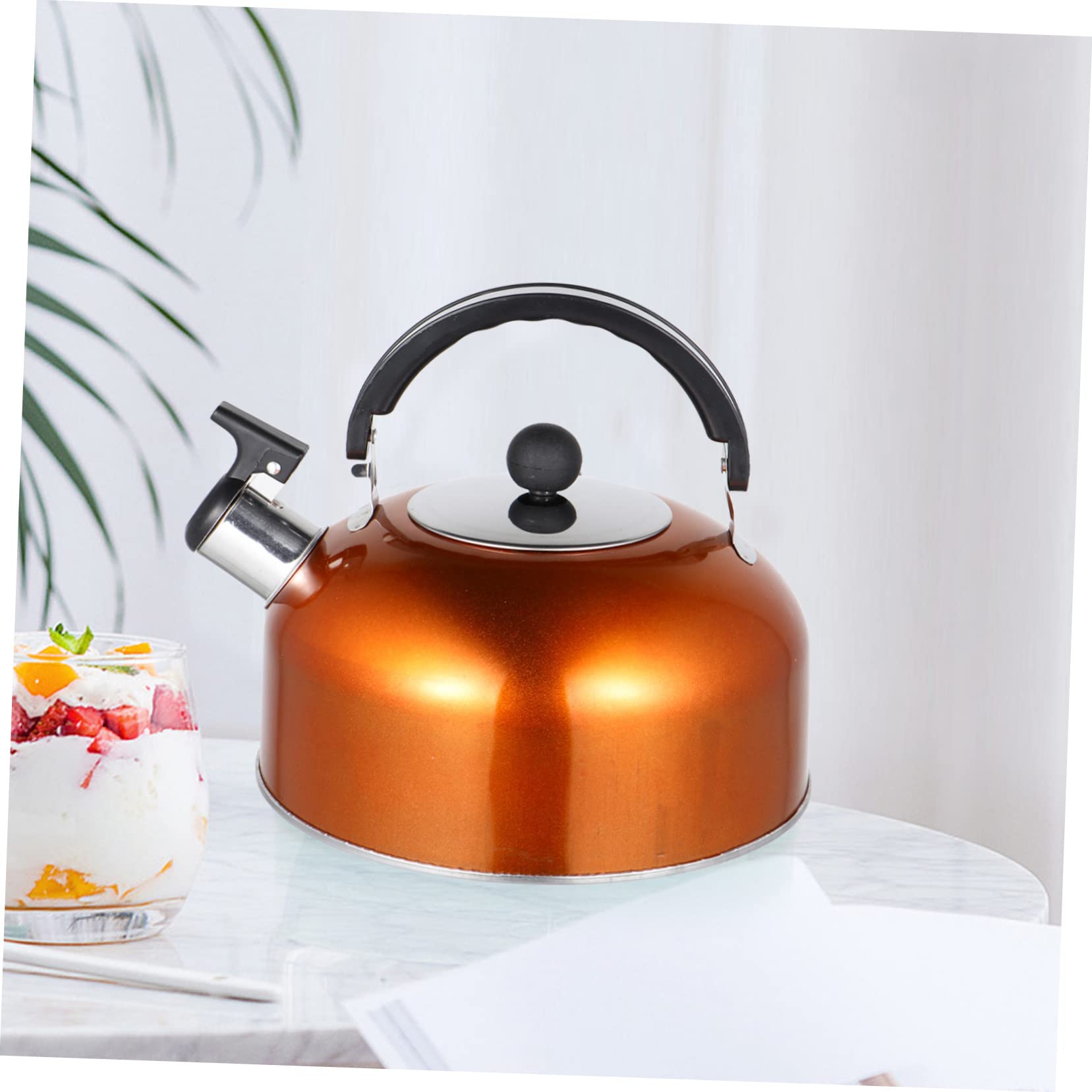 Hemoton 2.5L Stainless Steel Whistling Tea Kettle - Stovetop Safe Flat Bottom Teapot for Coffee & Tea Brewing - Perfect for Home, Office & Camping Use