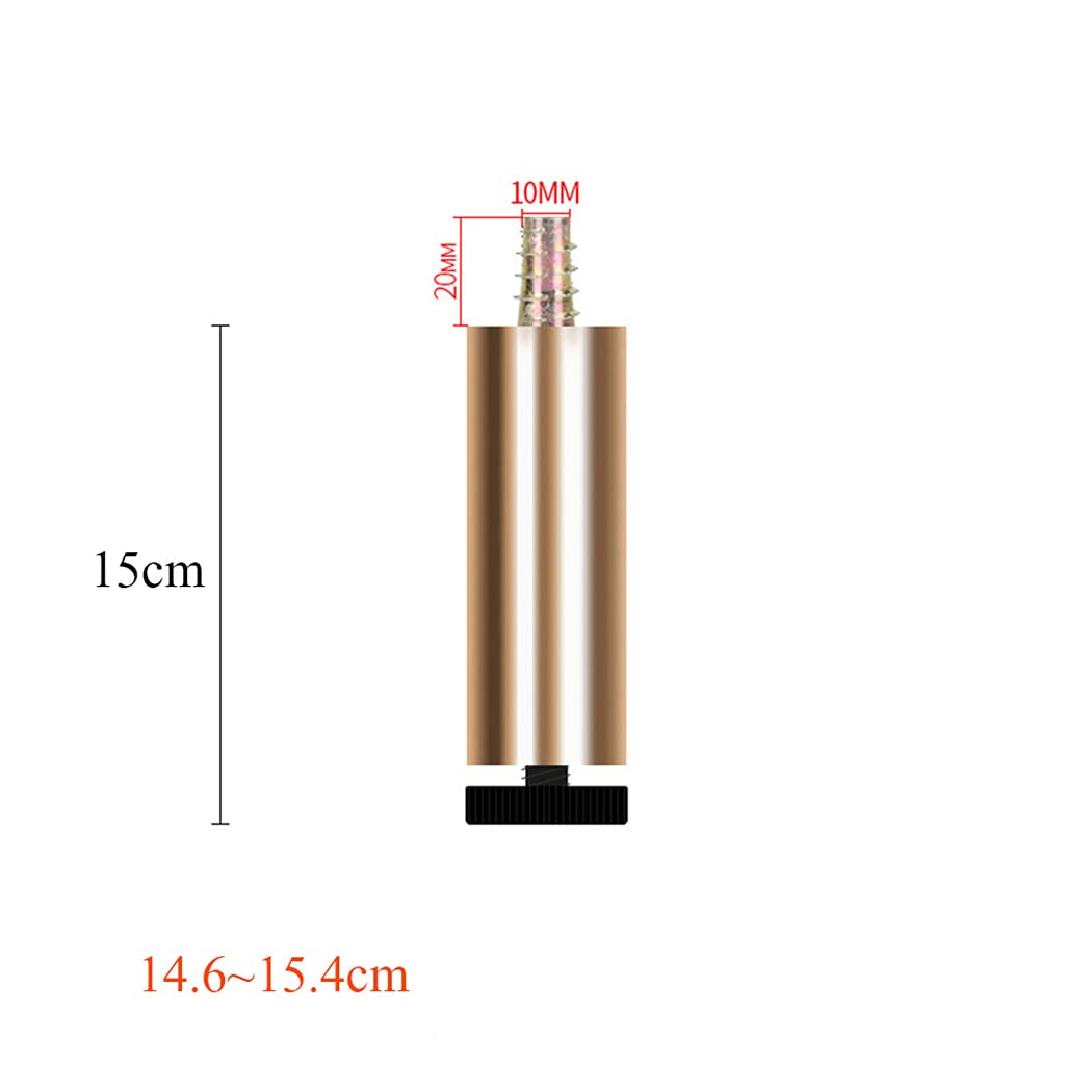 CHEWYNP Adjustable Furniture Legs - 4 Pack 15cm Gold Aluminum Alloy Replacement Feet for Sofa, Couch, Table, Desk & Cabinet - Heavy Duty Metal Risers for Home Office & Living Room Furniture