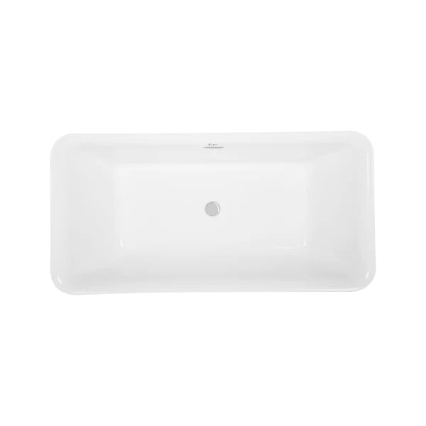 Empava 59-Inch Freestanding Soaking Bathtub - White Acrylic Modern Bathtub for Luxury Bathrooms (Model 59FT1511) | Perfect for Spa-Like Relaxation & Small Bathroom Spaces