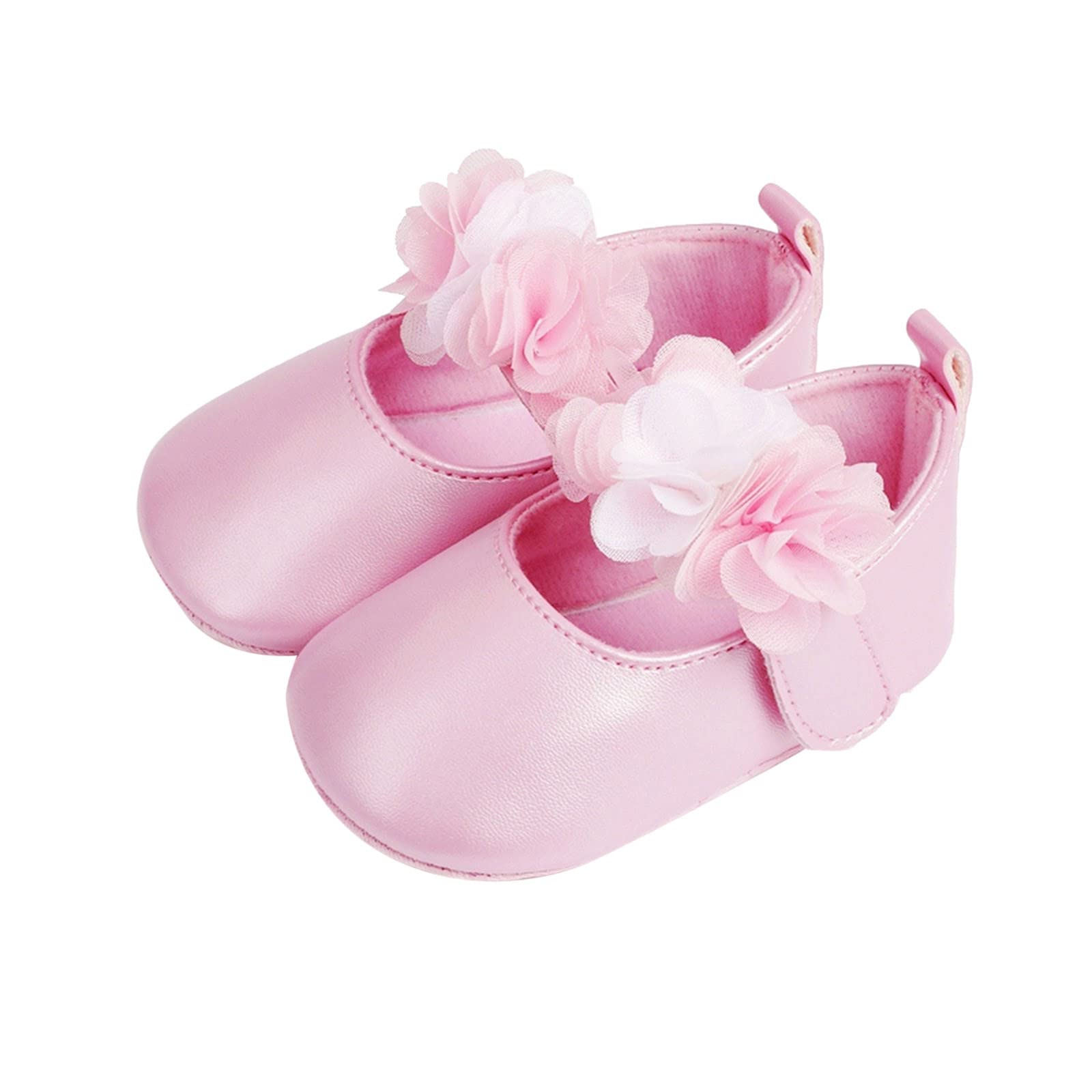 Baby Girls Dress Shoes - Artificial Leather First Walkers for Infants & Toddlers | Floral Design Soft Sole Sandals for Special Occasions & Daily Play