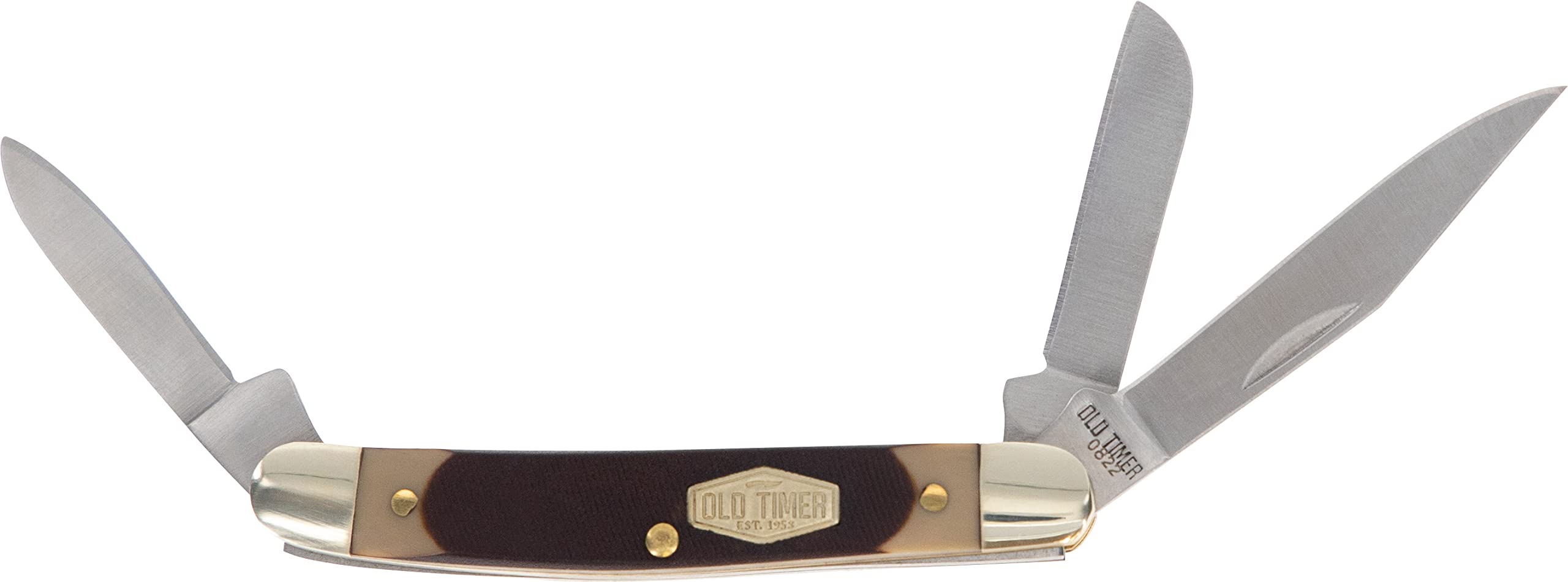 Old Timer 108OT Junior 4.7 Inch Stainless Steel Traditional Folding Pocket Knife - 2 Inch Clip Point Blade, Sawcut Handle - Perfect for Outdoor Adventures, Hunting, Camping & Everyday Carry (EDC)