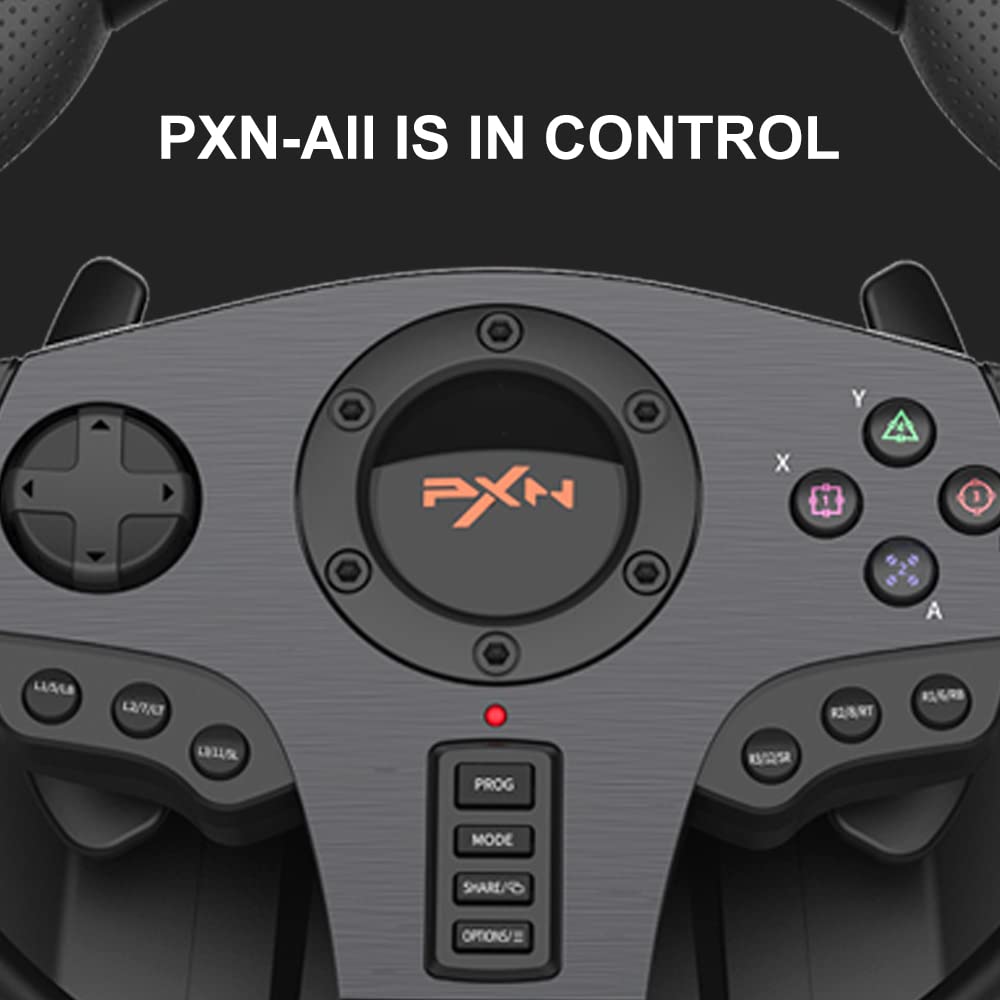 PXN V900 Gaming Steering Wheel - 270°/900° Adjustable Racing Wheel with Pedals & Paddle Shifters, Force Feedback for Xbox One, Series X/S, PS4, PS3, PC, Nintendo Switch & Android TV - Perfect for Simulation Racing & Gaming Enthusiasts