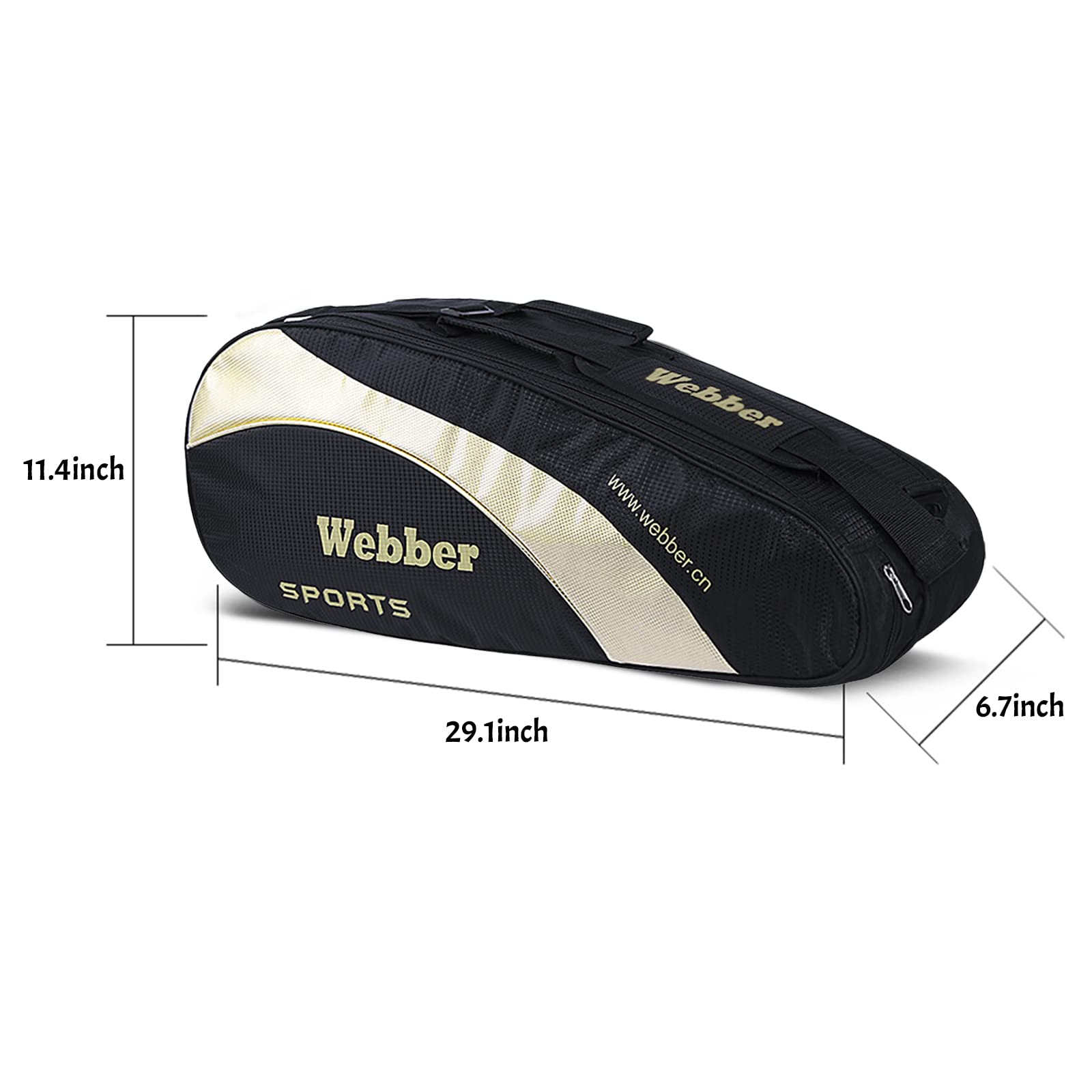 Premium 6-Racquet Tennis Bag - Large Single Shoulder Sports Duffel for Tennis, Badminton, Squash & Racquetball | Unisex Gym Equipment Bag with Shoe Storage Compartment | Ideal for Men, Women, Youth & Adults - Perfect for Court, Gym & Travel