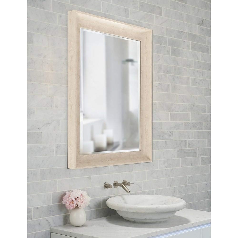 White Rectangle Wall Mirror with Hooks - Home & Office Decor