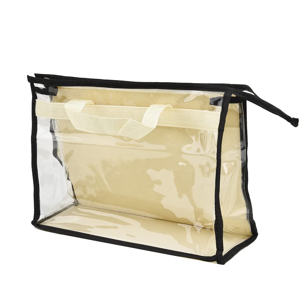Emiif 1pc Transparent Handbag Storage Organizer - Zippered Dust Cover Bag with Handle for Hanging Closet | Space-Saving Purse Protector | Perfect for Travel, Home & Office Organization