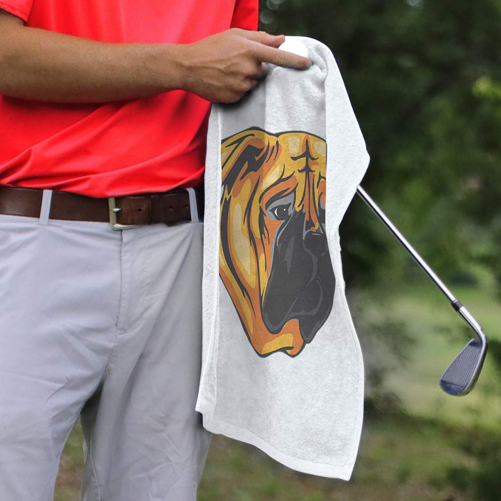 Premium Bullmastiff Head Print Golf Towel - Soft Cotton Sports Accessory for Golf Bags, Clubs & Gym Use - Perfect for Golfers & Dog Lovers