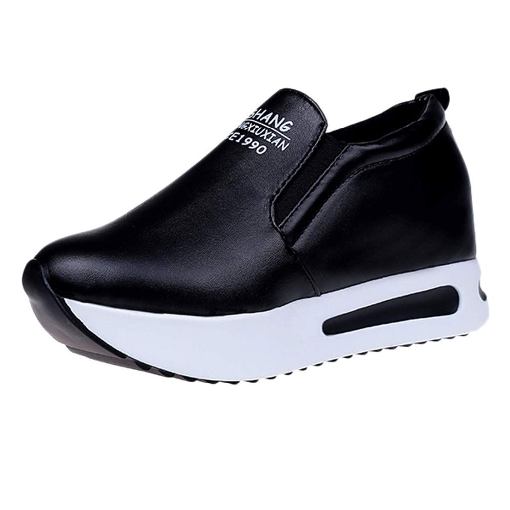 Women's Round Toe Flat Sneakers - Height Increasing Wedge Platform Shoes with Thick Sole | Lightweight Workout & Running Shoes for Women | Perfect for Gym, Work & Casual Wear