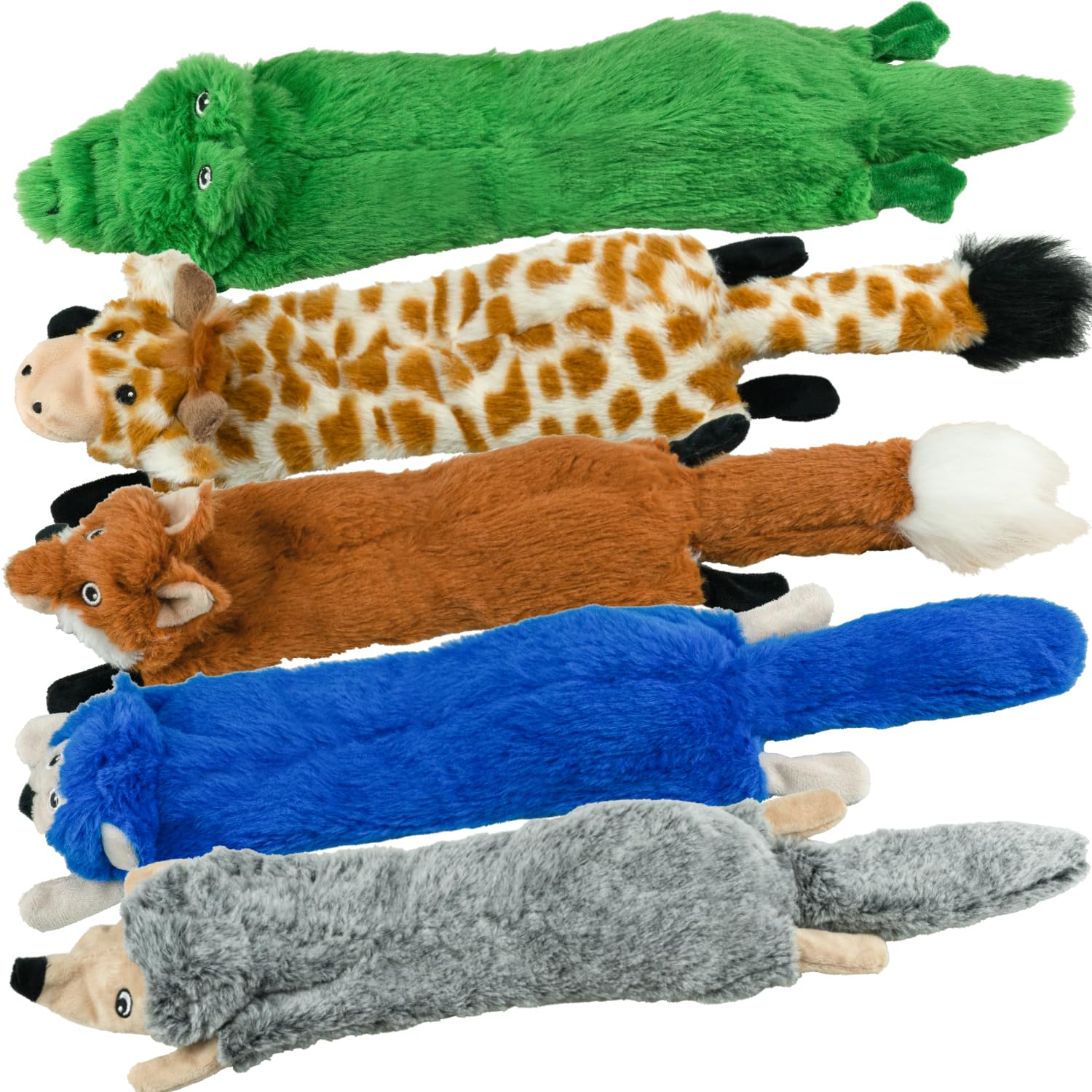 SHARLOVY 5 Pack Squeaky & Crinkle Dog Toys for Small Dogs - Durable No-Stuffing Chew Toys for Teething Puppies, Cute Plush Animal Pet Toys for Indoor Play & Training