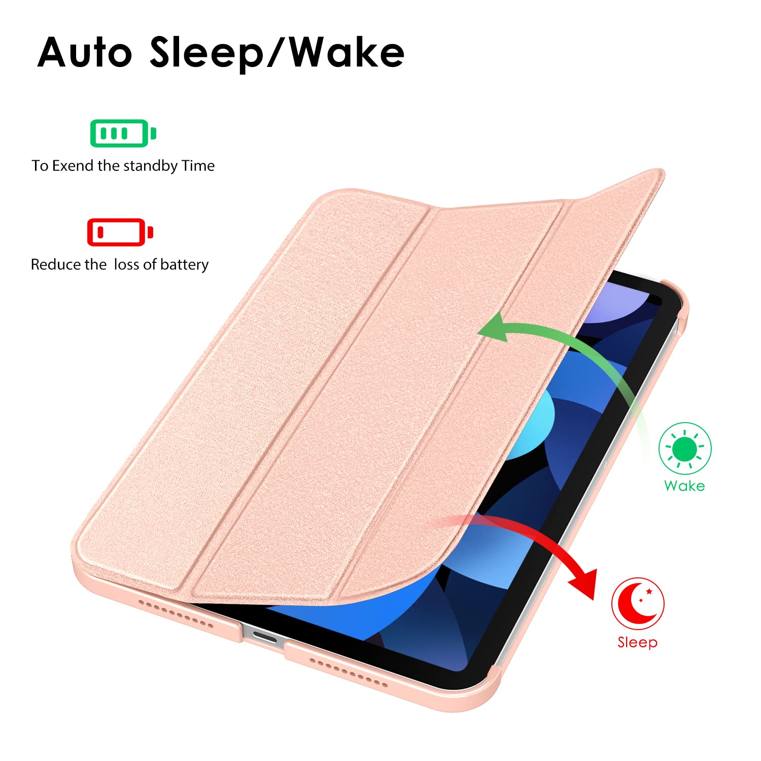 DTTO iPad Air Case for 11-inch M2 & 10.9-inch 5th/4th Gen - Sparkle Hard Back with Sheen Front Cover (2024/2022/2020 Models) - Compatible with 2nd Gen Apple Pencil Charging - Rose Gold - Perfect for Work, School & Travel Protection