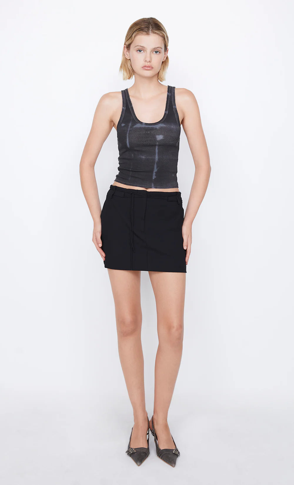 B + B Tank Top - Black Tie Dye Women's Casual Sleeveless Shirt for Summer, Beach, and Music Festivals